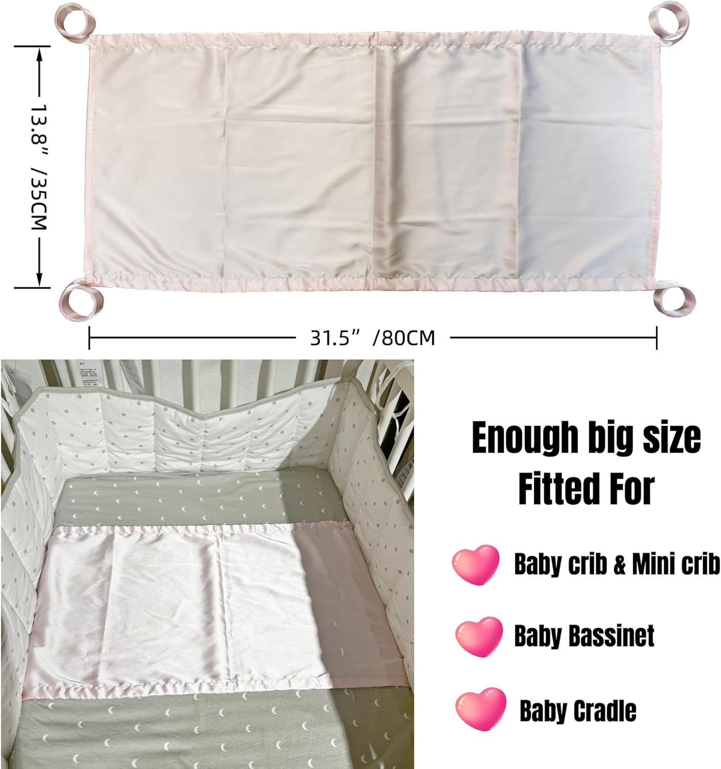 AKISS Satin Crib Sheet Pillow Cover Reversible for Baby