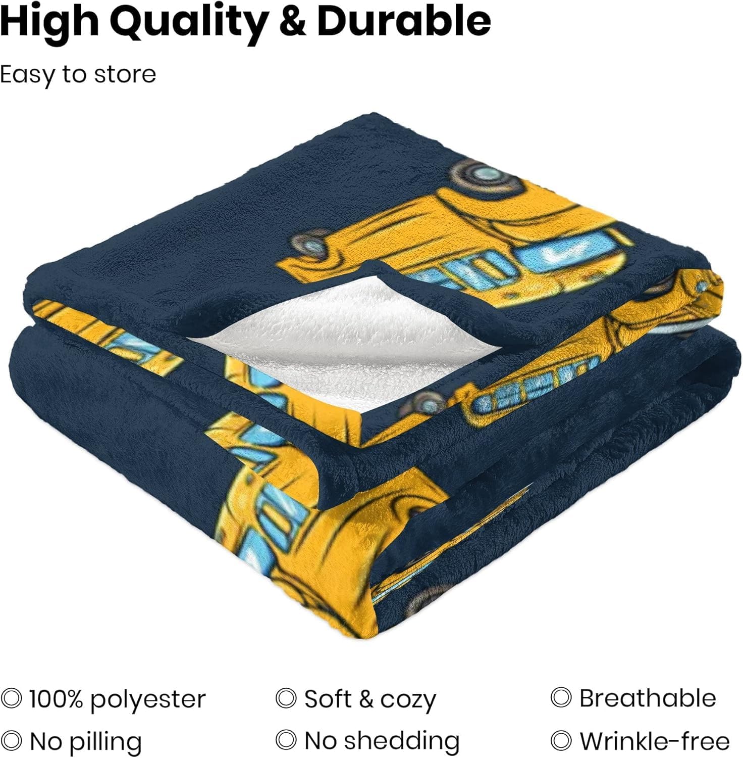 School Bus Baby Blanket 30x40 - Soft Flannel Fleece Throw