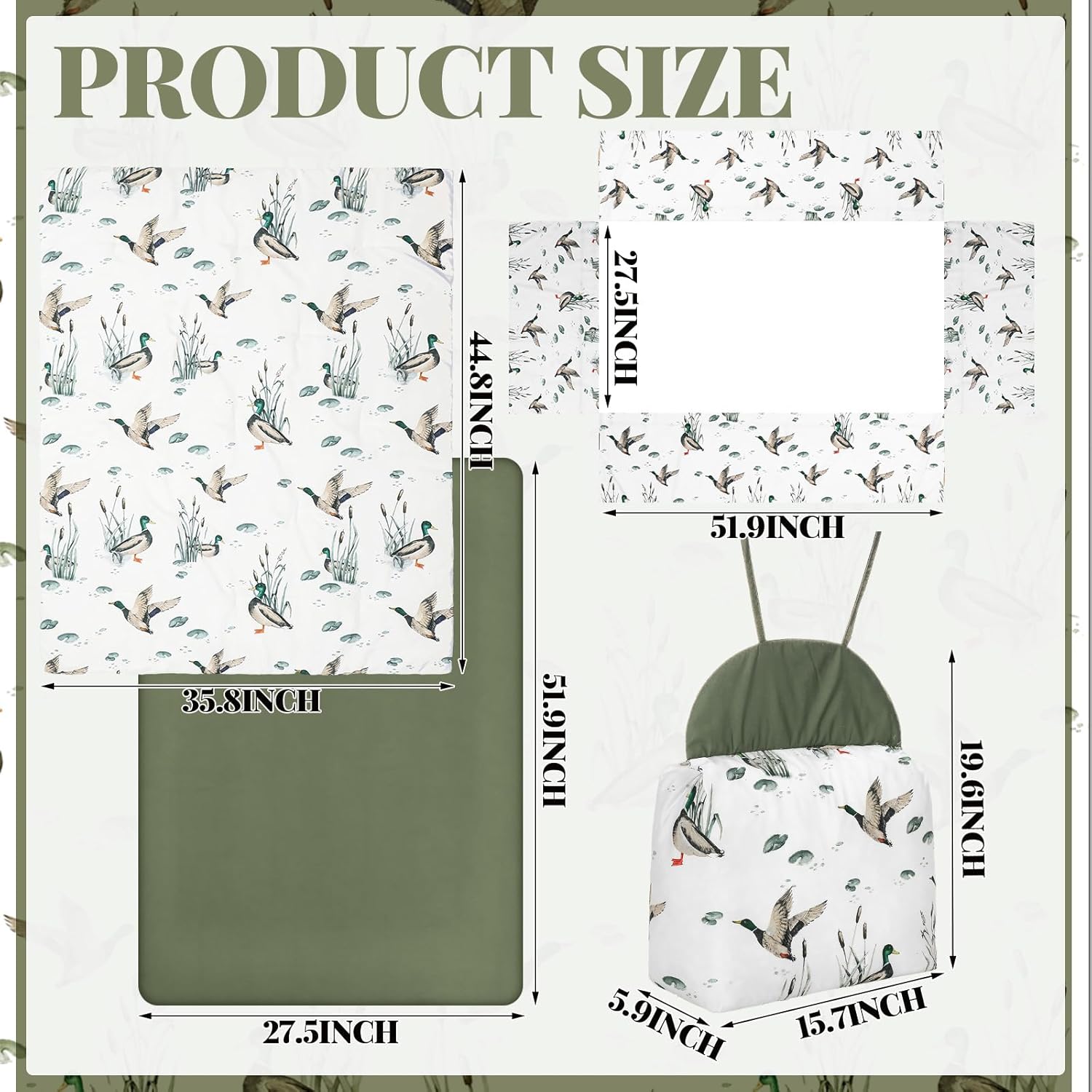 Oudain 4-Piece Mallard Duck Crib Bedding Set 1