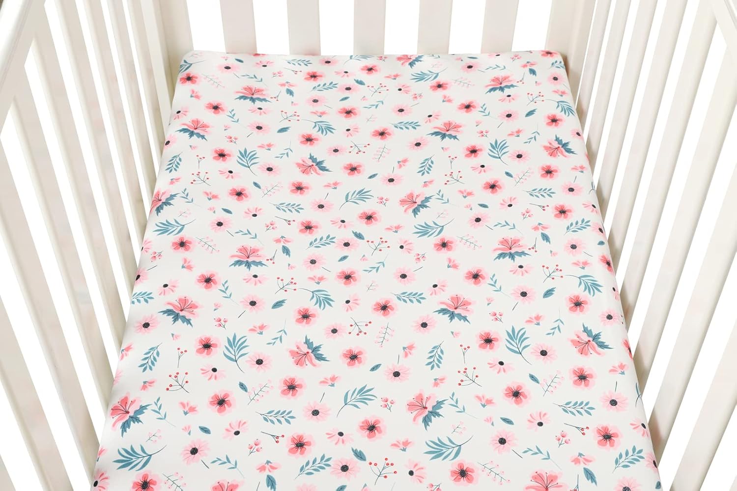 Tontukatu Bassinet Sheet Set 2 Pack Ultra Soft Floral Pink