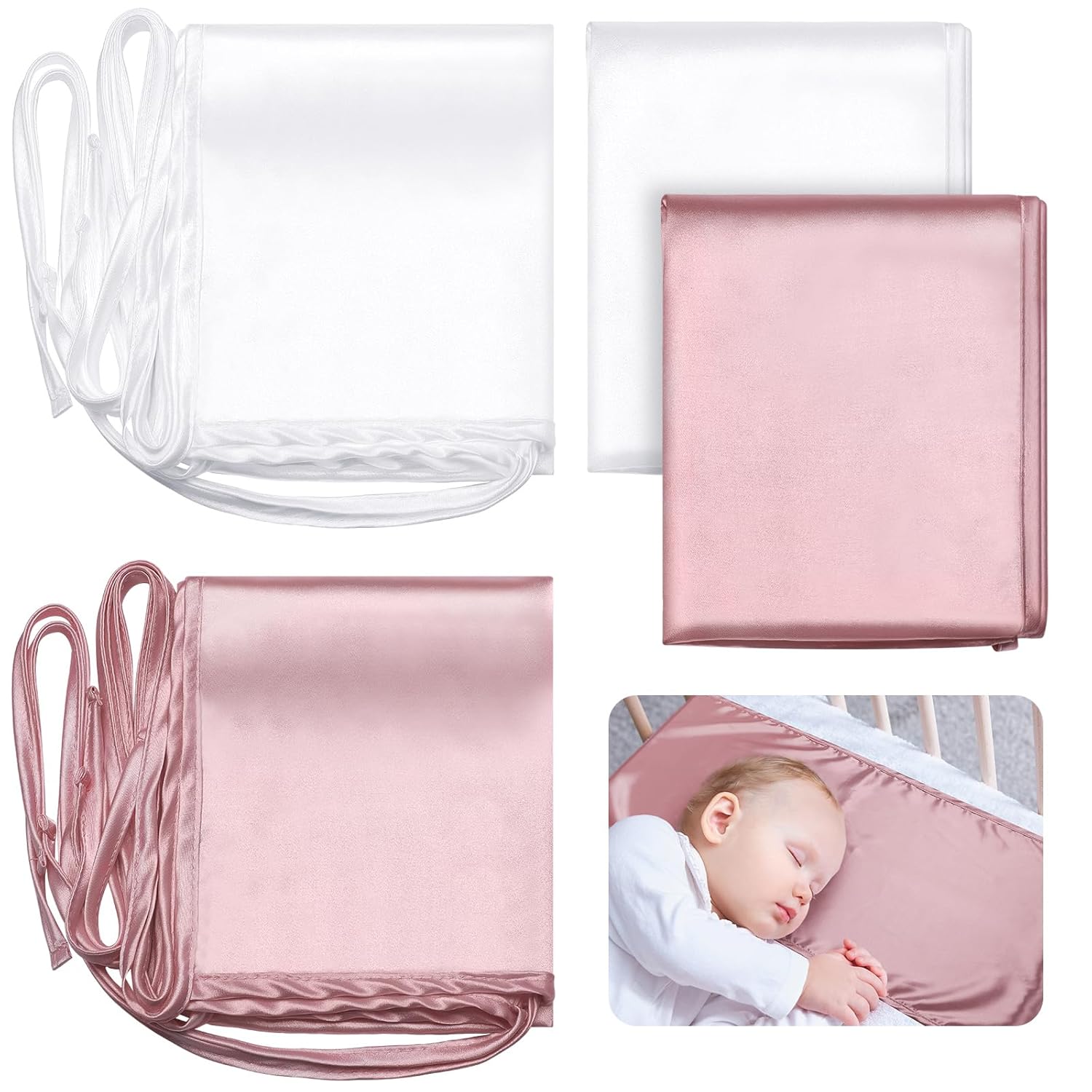 Hosuly 2 Pcs Satin Bassinet Sheets for Newborns 1