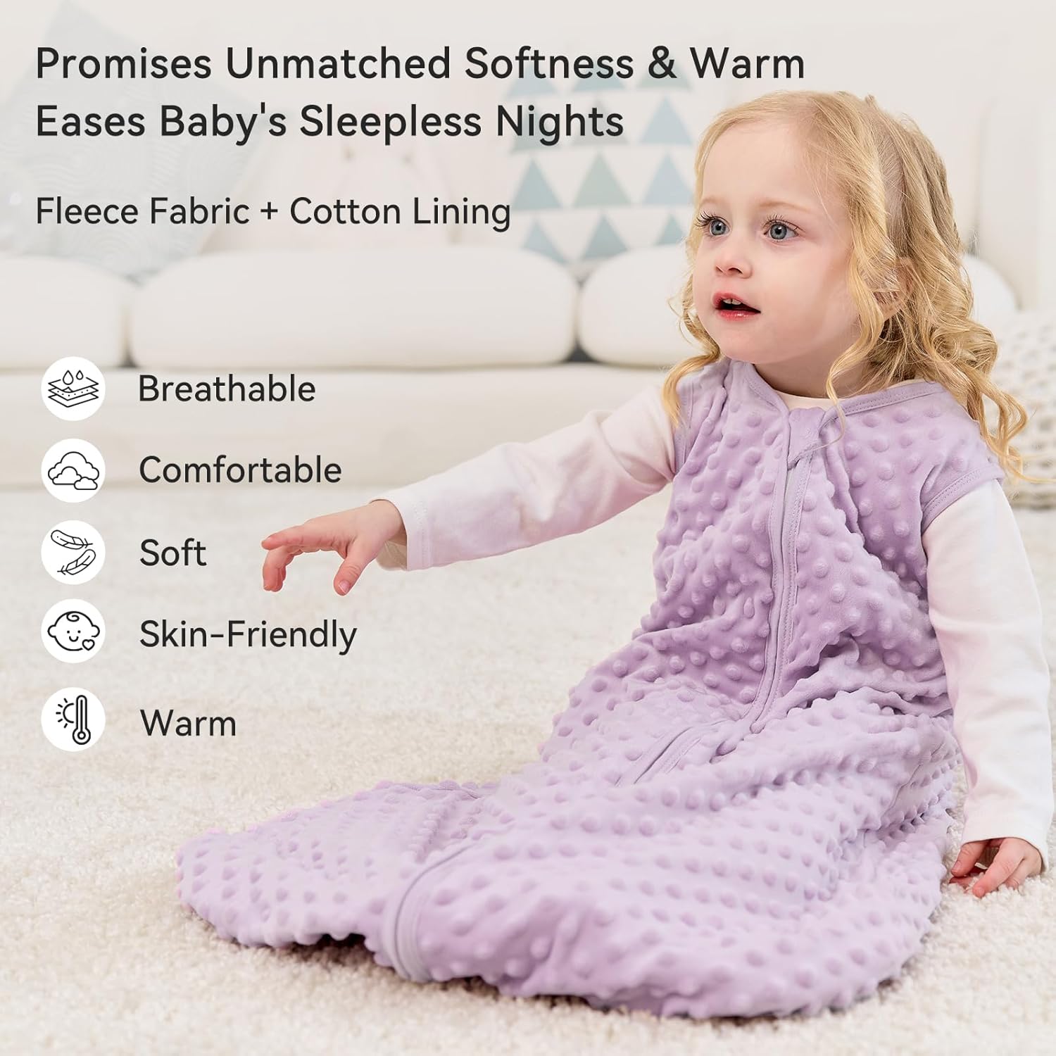 Unnivoll Fleece Sleep Sack 6-12 Months Taro Purple 15 Tog