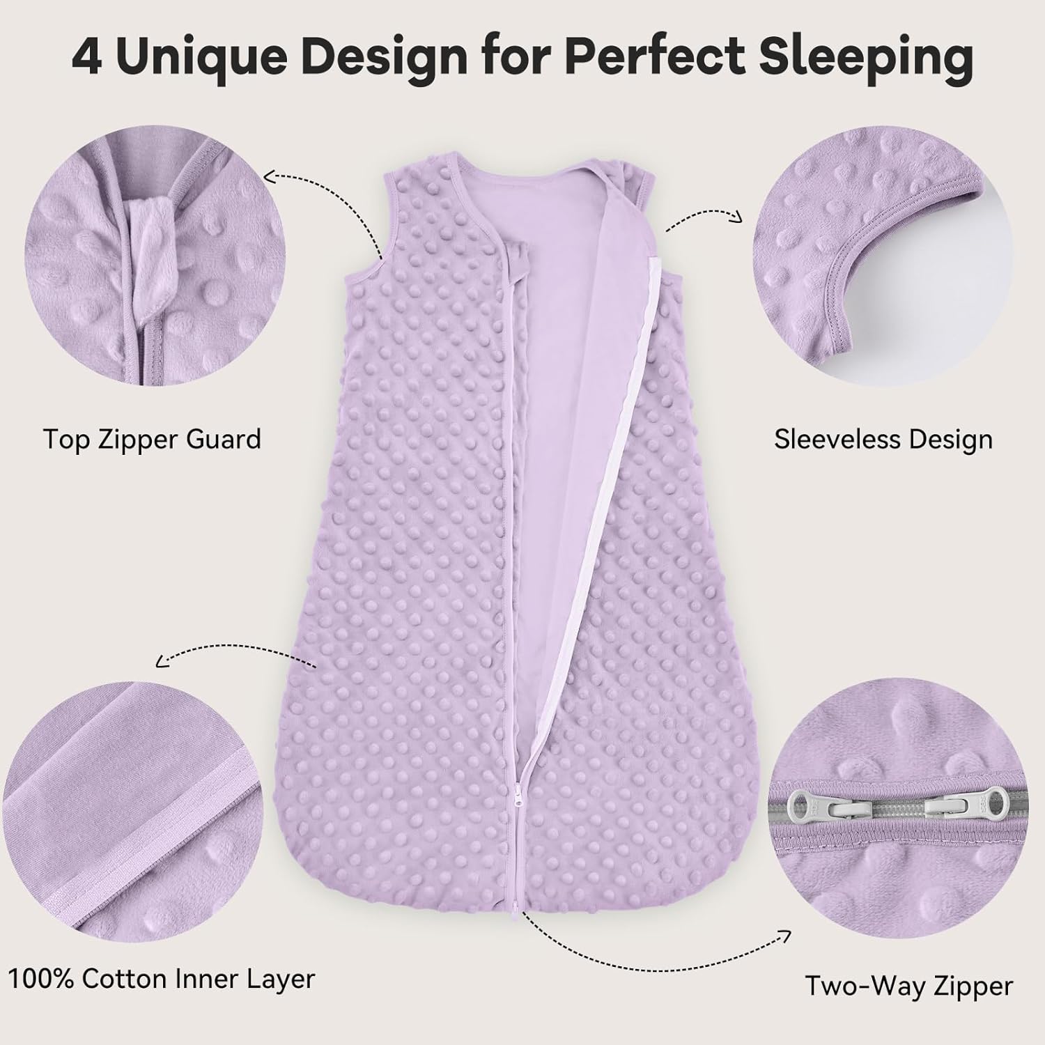 Unnivoll Fleece Sleep Sack 6-12 Months Taro Purple 15 Tog