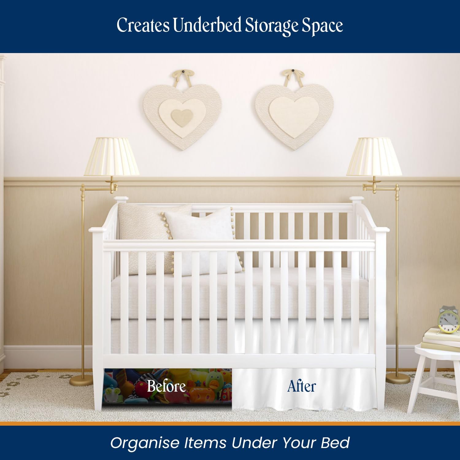 Dees Collection Ruffled Crib Bed Skirt - 24x42 Inch White 14 Drop 1