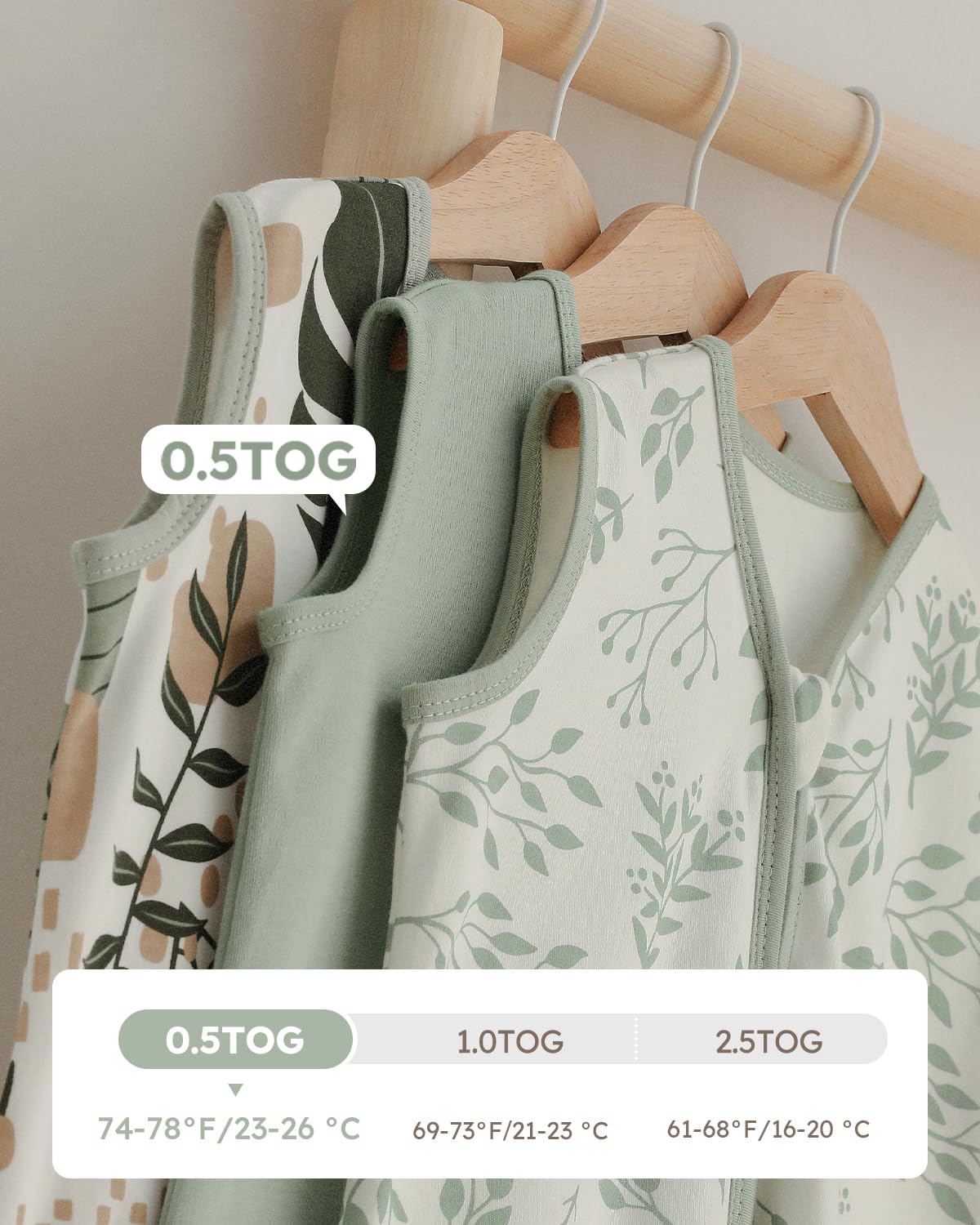 Yoofoss Organic Cotton Sleep Sack 0-6 Months 3 Pack