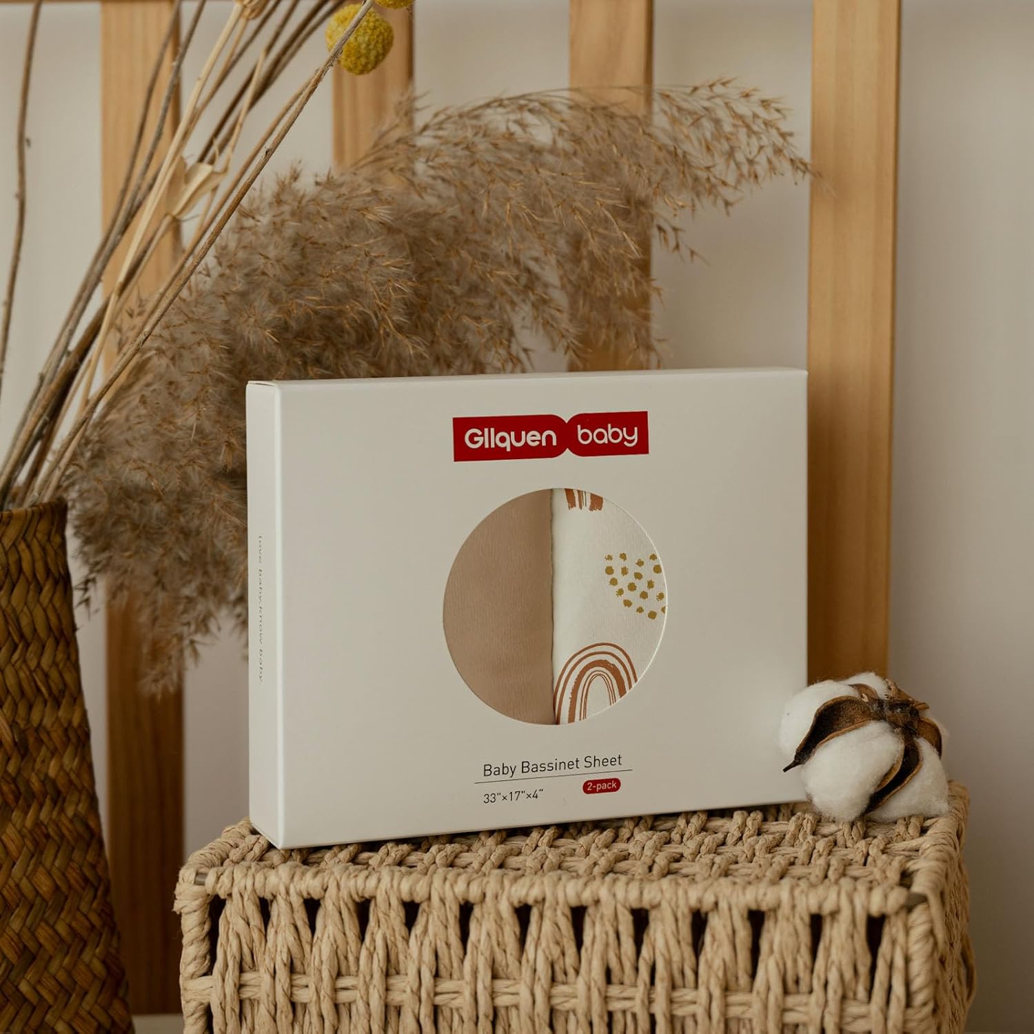 GLLQUEN Baby Bassinet Sheets 2 Pack - 33x17 Khaki