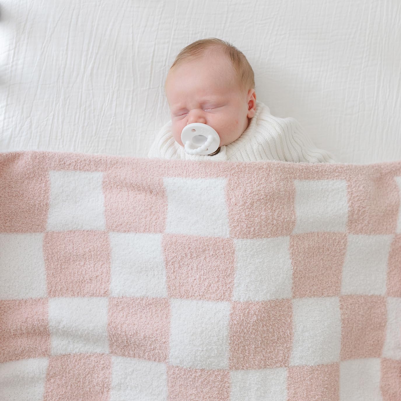 Orelle Pink Checkered Baby Blanket Socks Set 1
