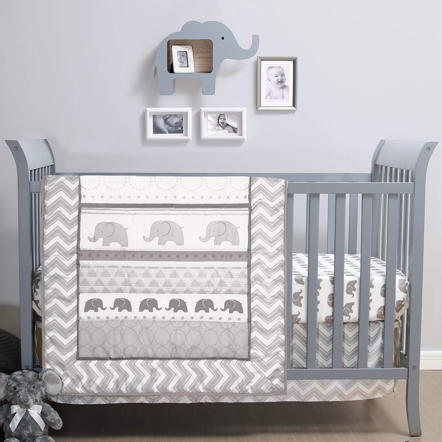 The Peanutshell 3-Piece Crib Bedding Set - Elephant Theme