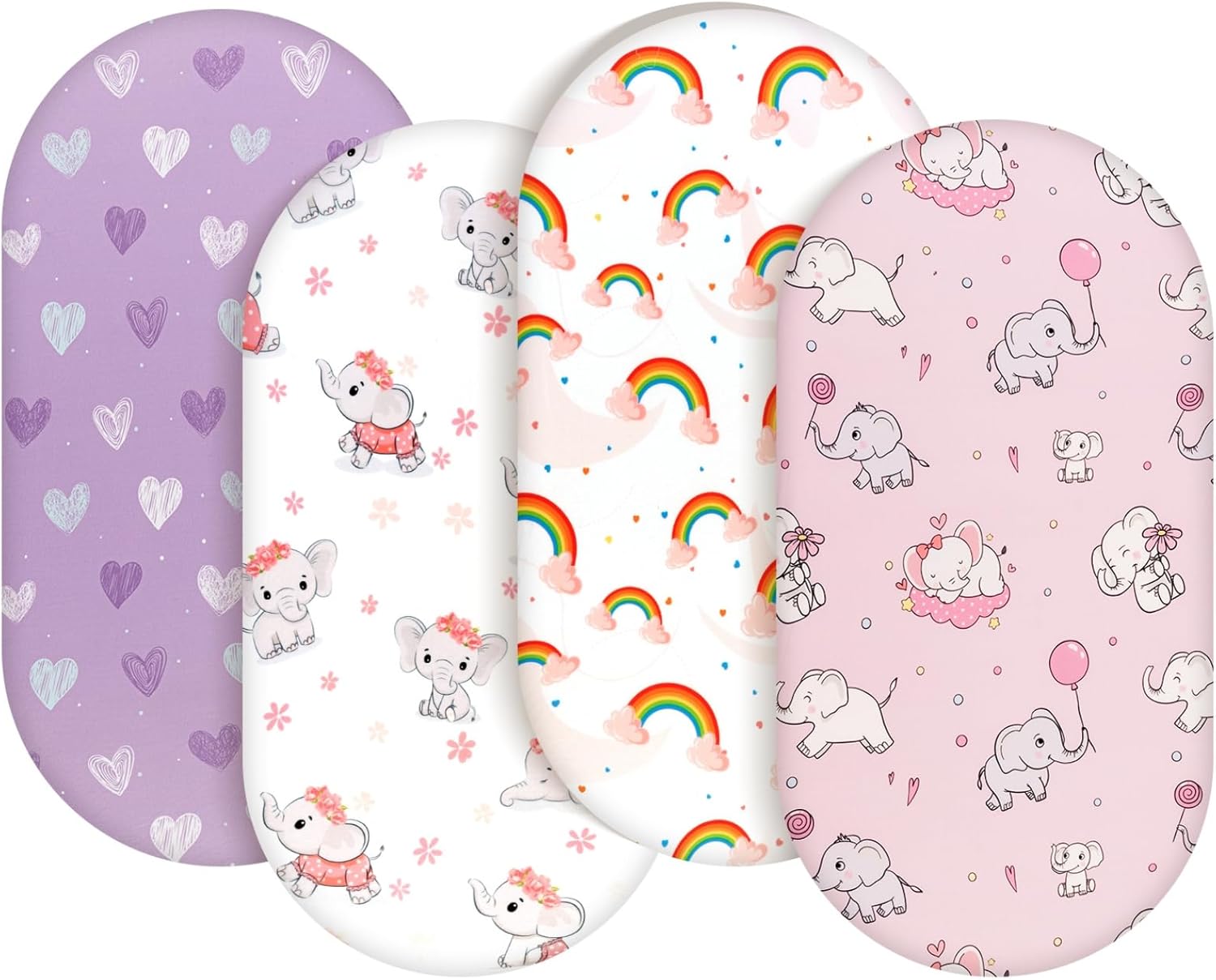 FIGEPO 4 Pack Baby Girl Bassinet Sheets Set