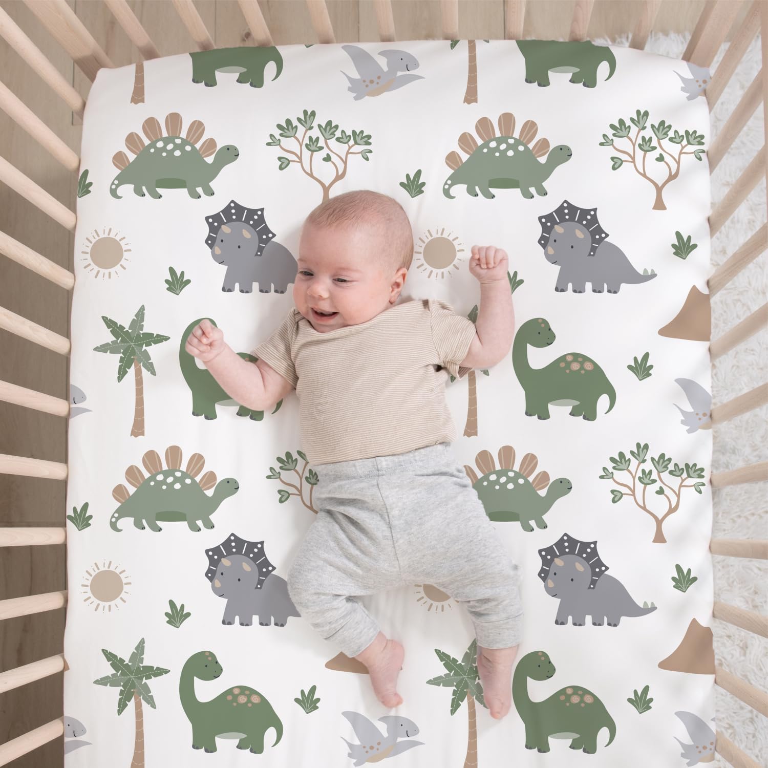 The Peanutshell Dinosaur Dreams Crib Bedding Set 3-Piece