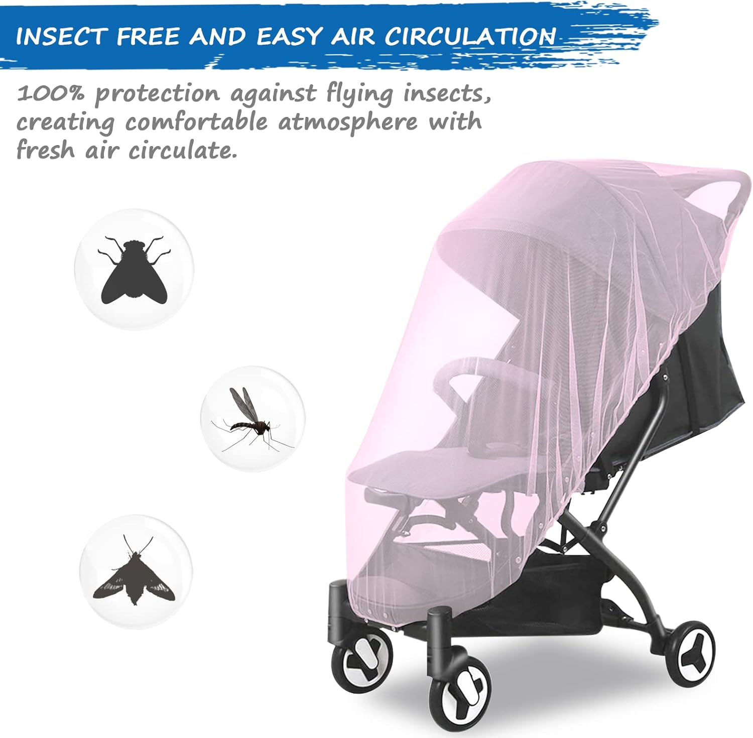 Coldwind Pink Mosquito Net for Strollers