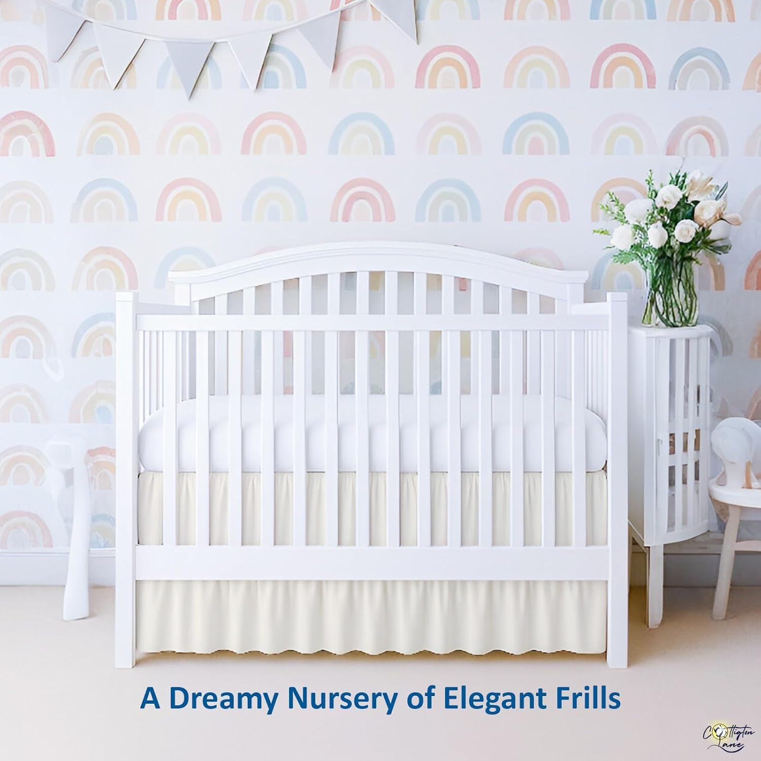 Cottington Lane Ivory Crib Skirt Dust Ruffle