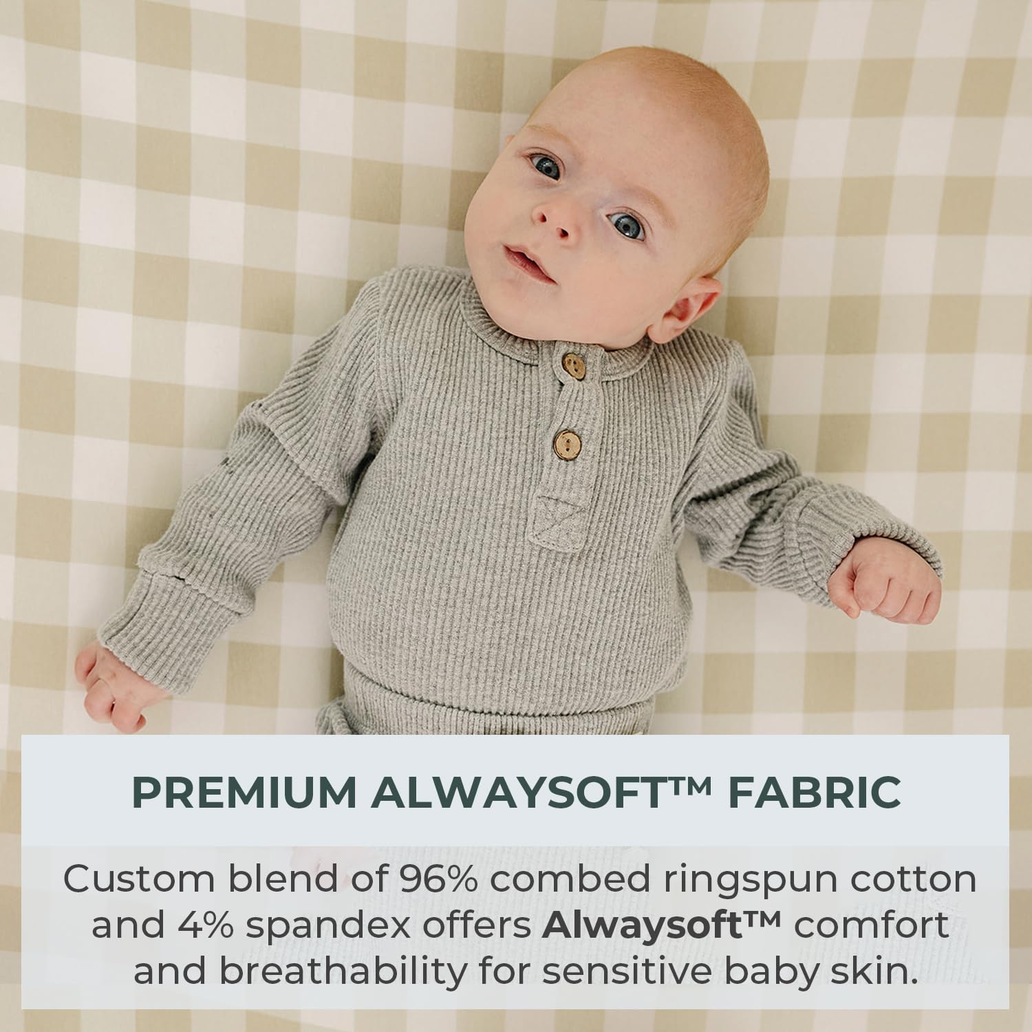 Pobibaby 2 Pack Crib Sheets for Boys Gingham Khaki 1