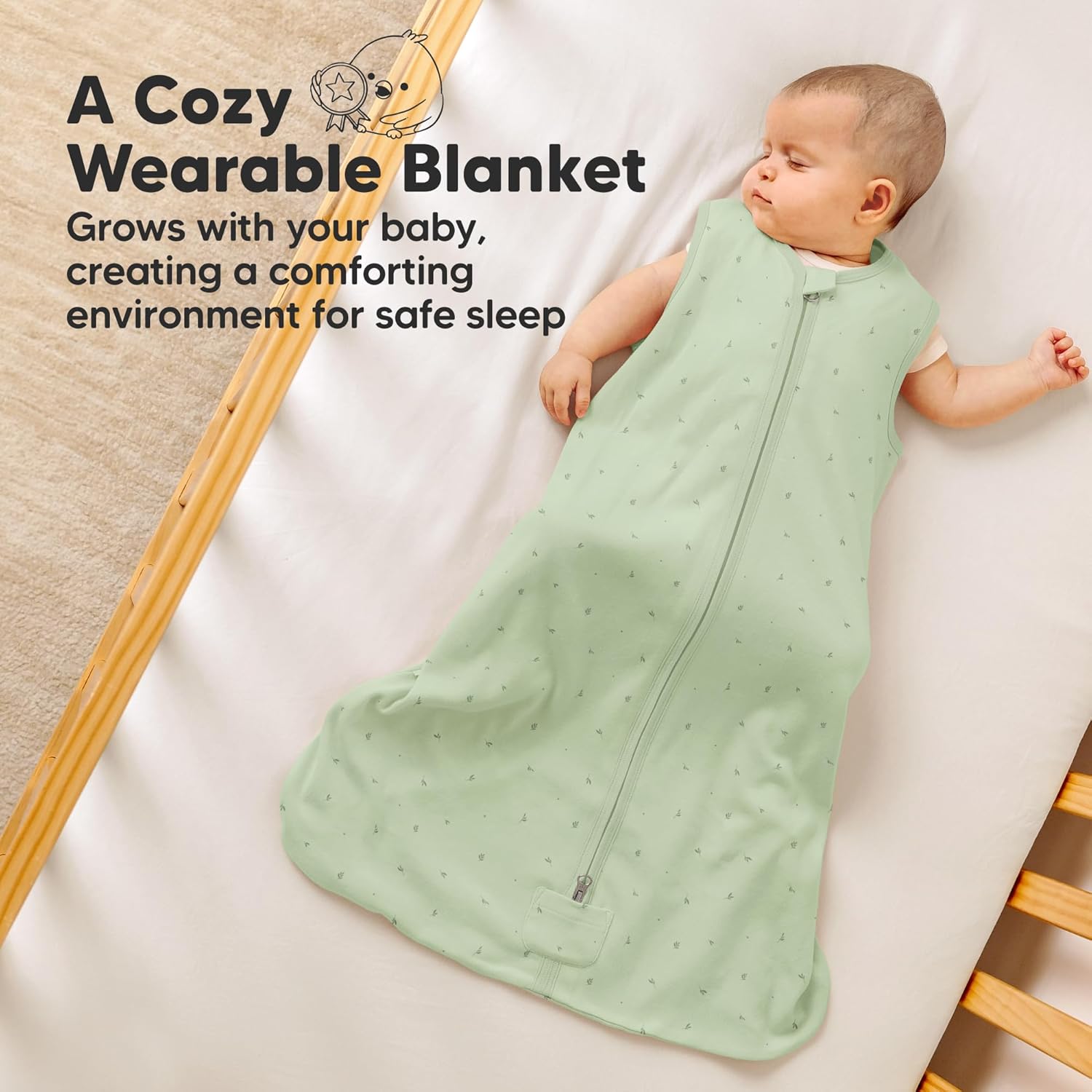KeaBabies 2-Pack Zipper Sleep Sacks - 05TOG Organic Cotton Bunnies