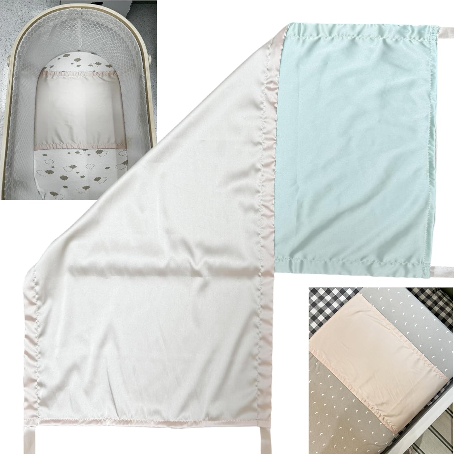 AKISS Satin Crib Sheet Reversible Pillow Cover for Baby