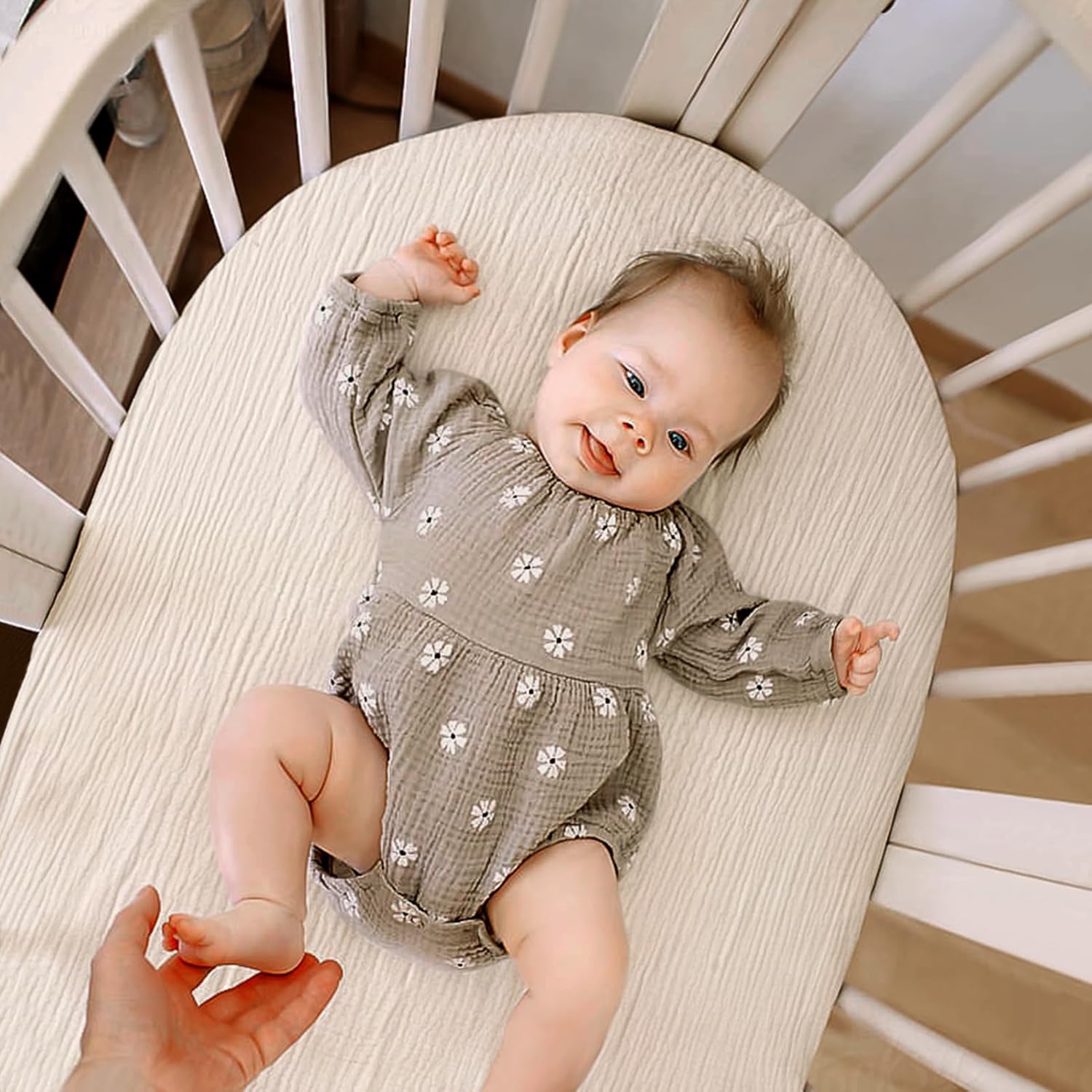 lulumoon Muslin Cotton Bassinet Sheets Neutral for Boys and Girls