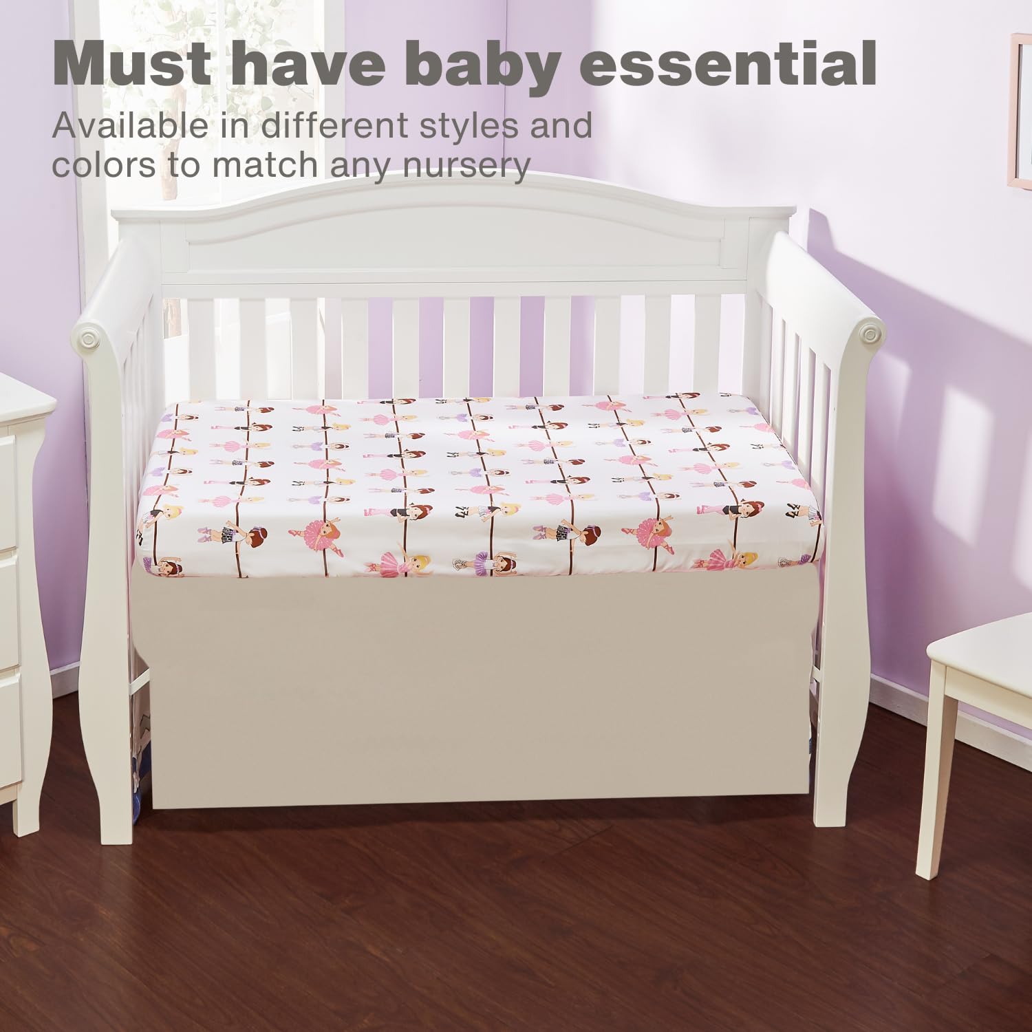 EVERYDAY KIDS Baby Girl Crib Sheet Born to Dance Ballerina