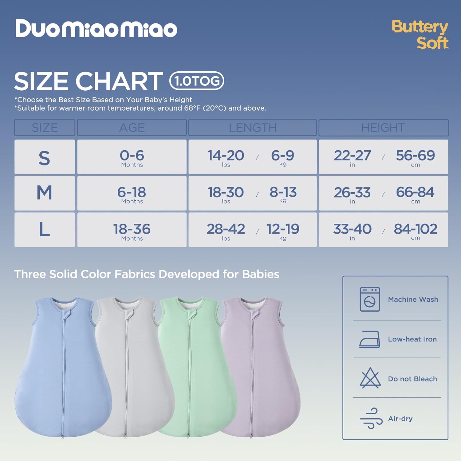 Duomiaomiao Bamboo Rayon Sleep Sack 10 TOG Soft Wearable Blanket