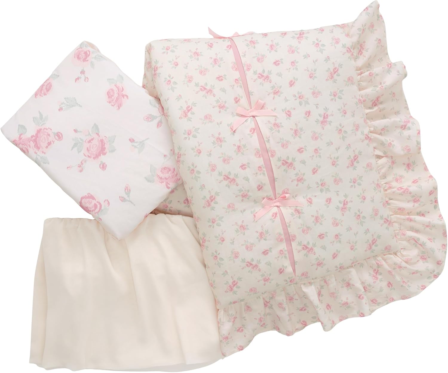 Lambs Ivy Coquette Floral Pink Bows Crib Bedding Set