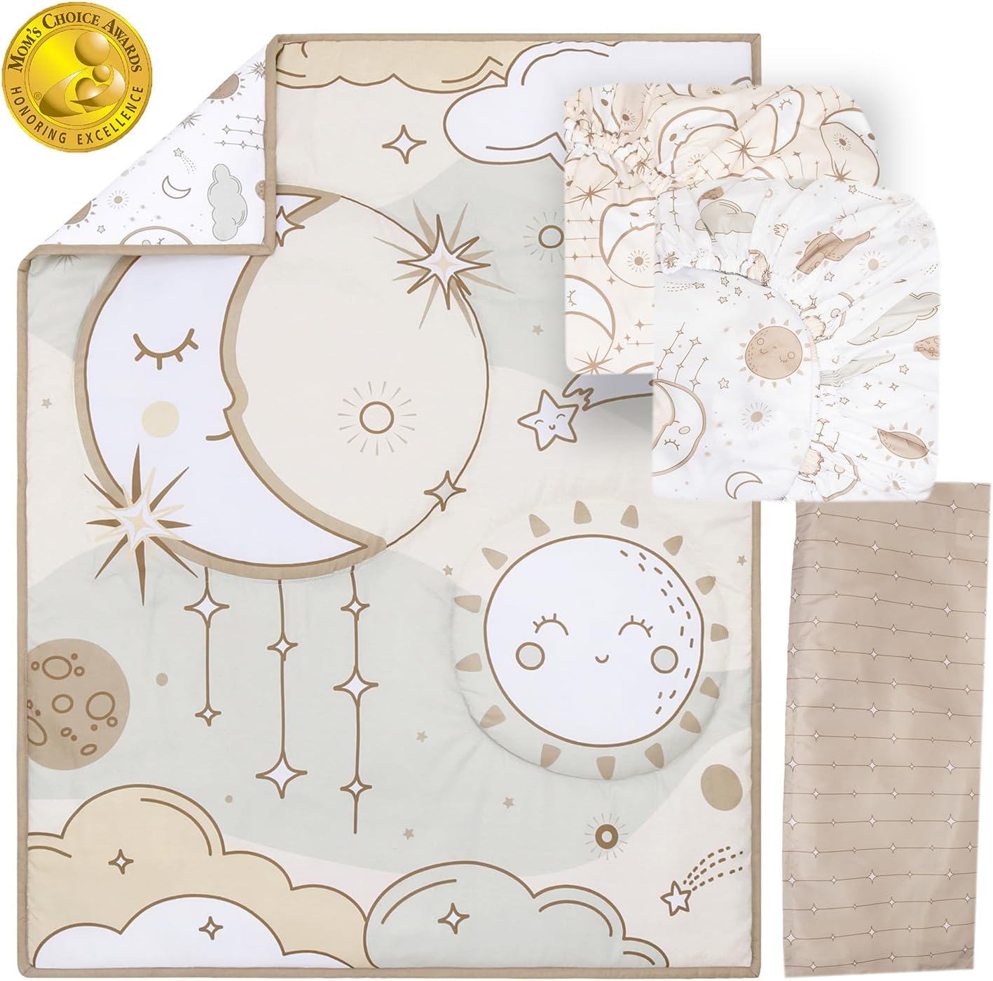 The Peanutshell 5 Piece Crib Bedding Set - Starry Skies