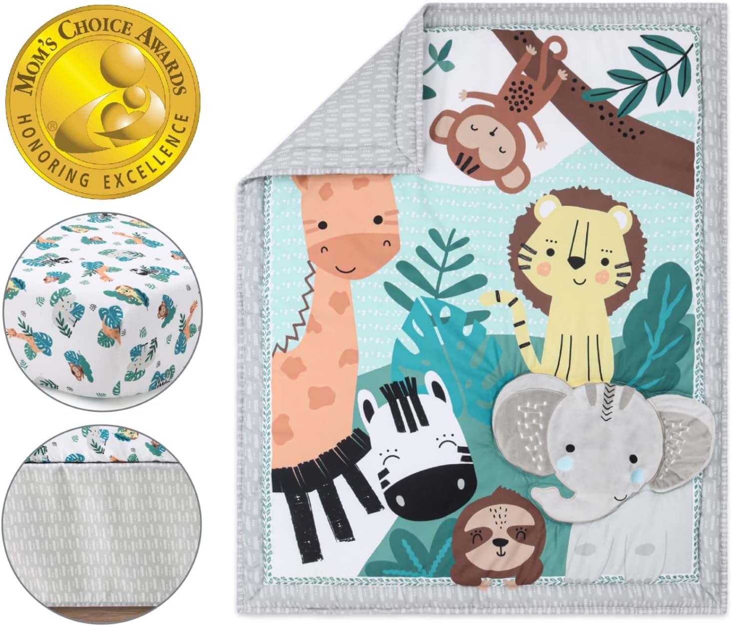 The Peanutshell Safari Crib Bedding Set 3 Piece