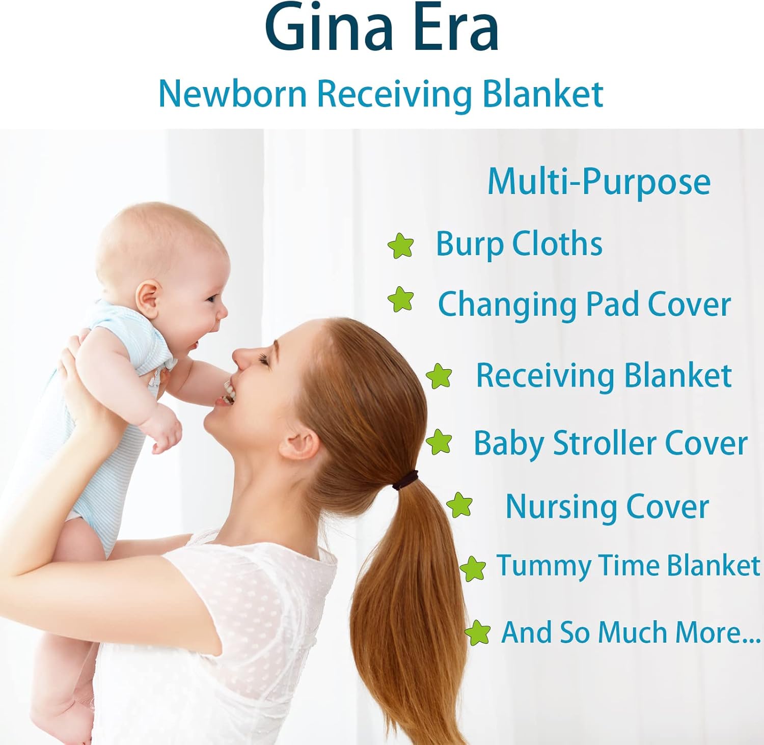 Gina Era Flannel Baby Blankets 4-Pack 30x30 Inch
