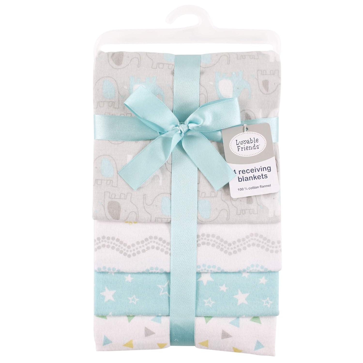 Luvable Friends Basic Elephant Receiving Blankets 4-Pack