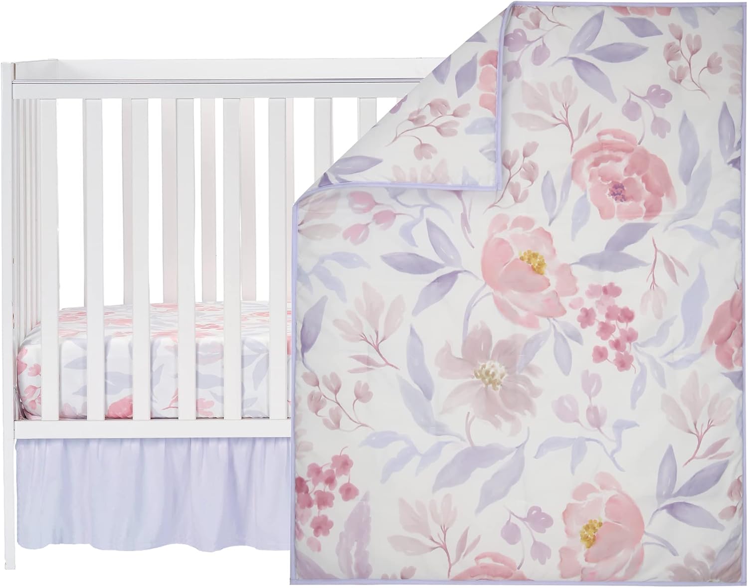 Bedtime Originals Lavender Floral 3-Piece Crib Bedding Set - PinkPurple