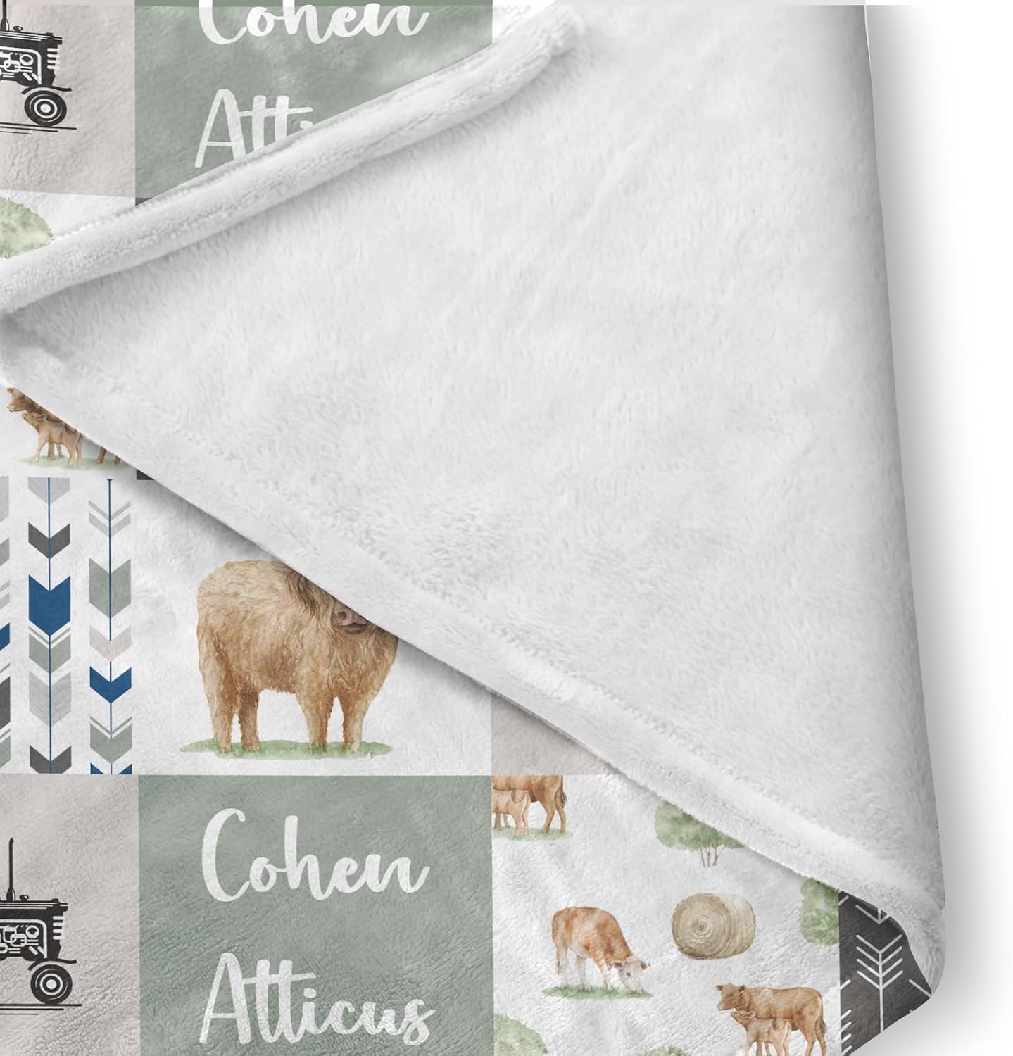Personalized Crib Bedding Set for Boys - Highland Cow Theme with Name