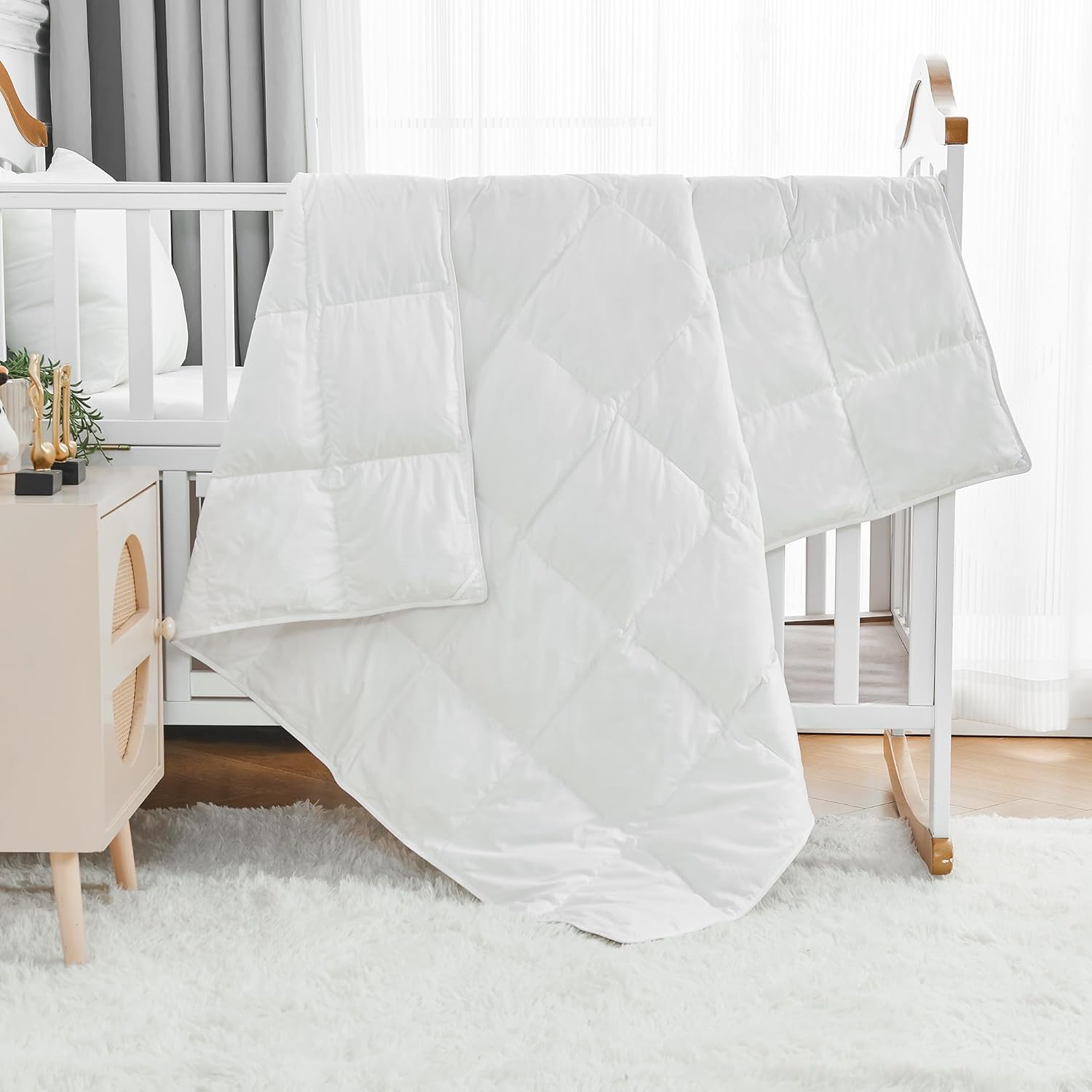 ROSE FEATHER Summer Cooling Baby Quilt with Corner Tabs