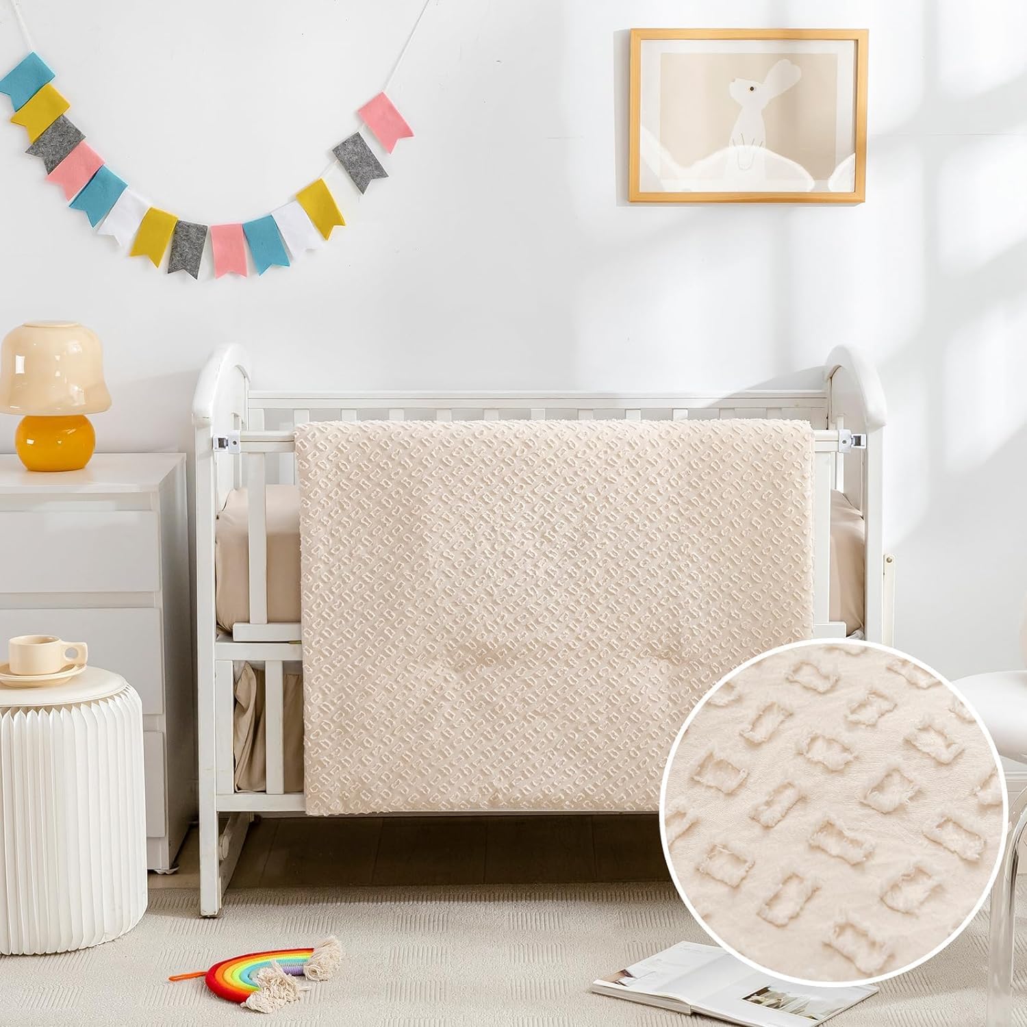 Cokouchyi 3 Piece Crib Bedding Set Beige