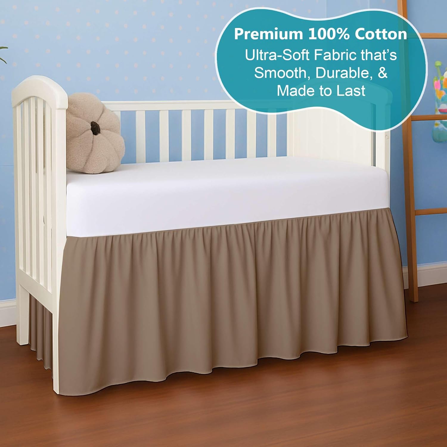 Ready To Rest Taupe Crib Bed Skirt 14 Drop 28x52 1