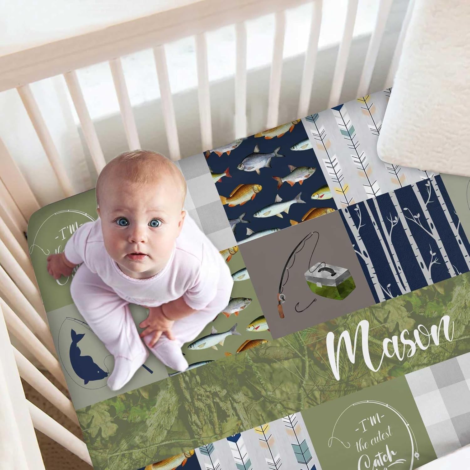 Noverbibi Custom Name Crib Bedding Set for Boys