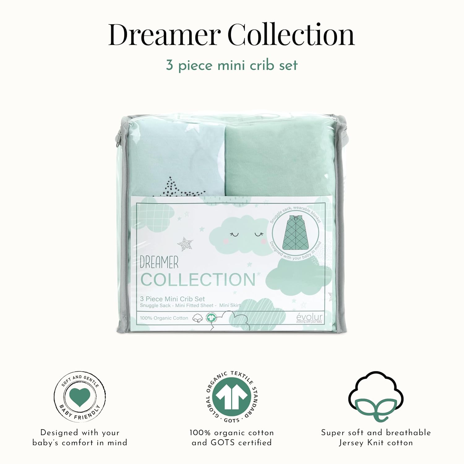 Evolur Buybuy Baby Dreamer Crib Bedding Set 3 Piece