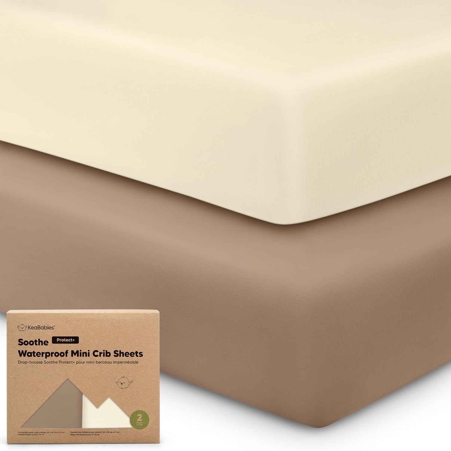 KeaBabies 2-Pack Pack and Play Sheets - Latte
