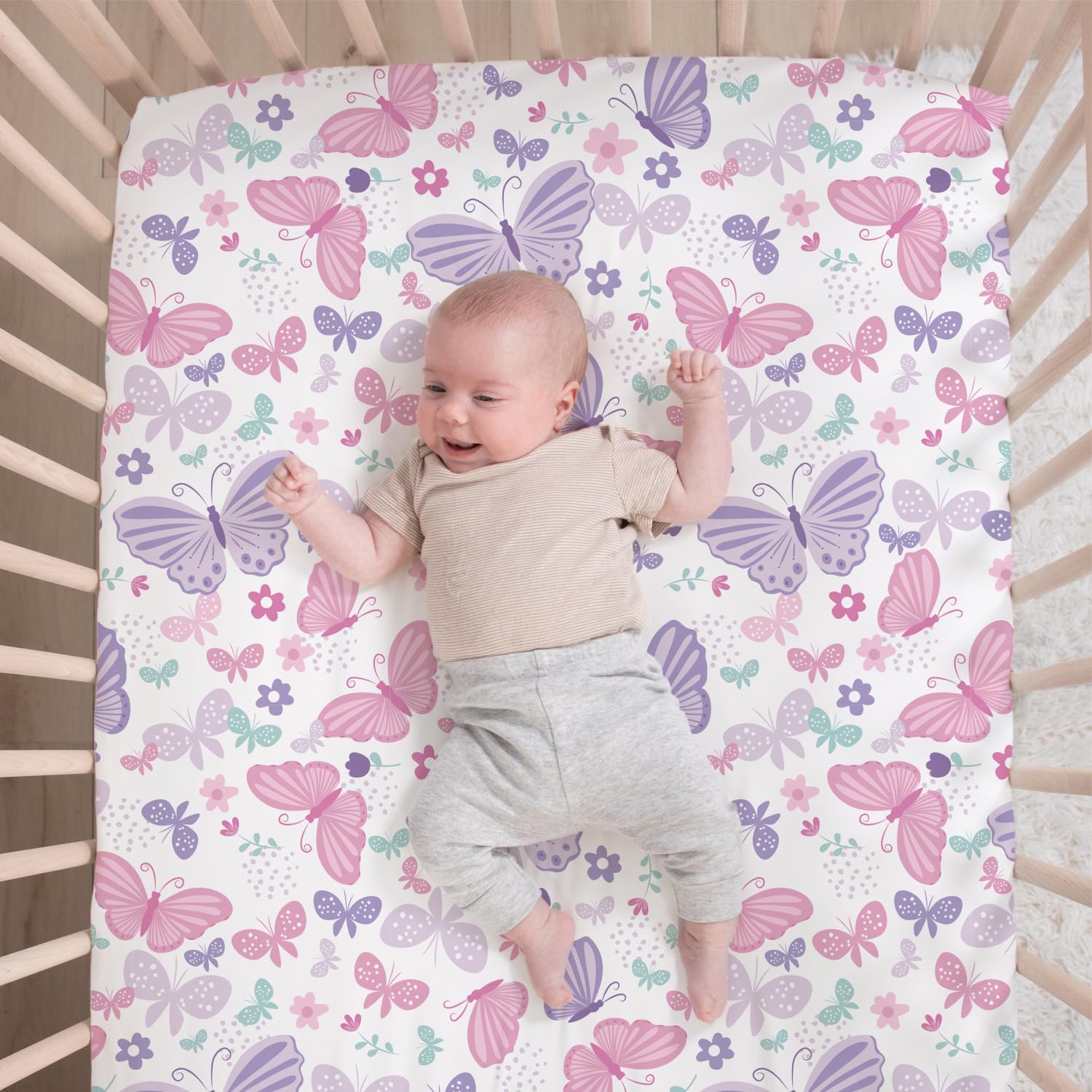 The Peanutshell Butterfly Crib Bedding Set for Girls 1