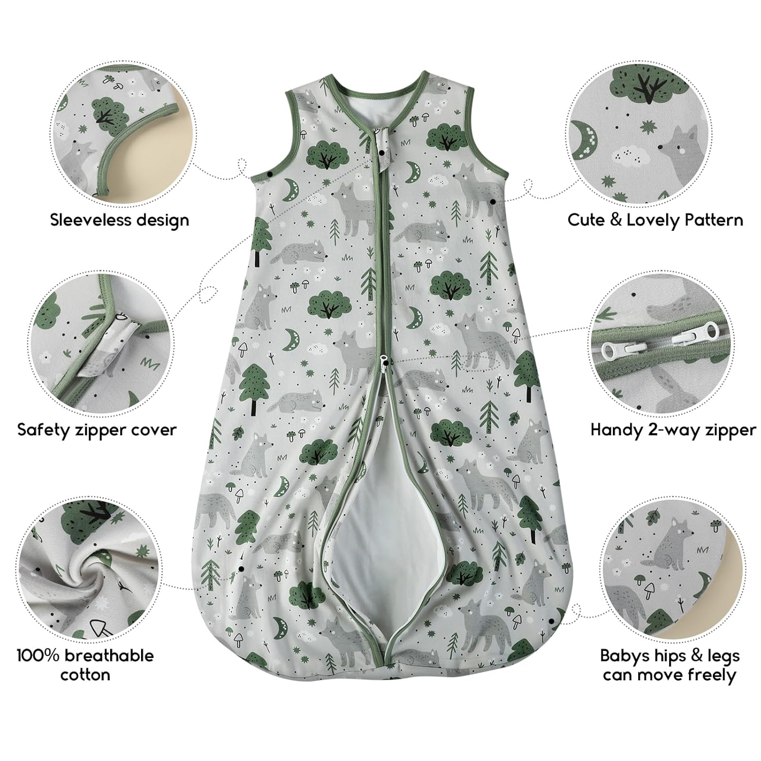 Yoofoss 12-18 Months Sleep Sack 2 Pack TOG 10 Organic Cotton Blanket