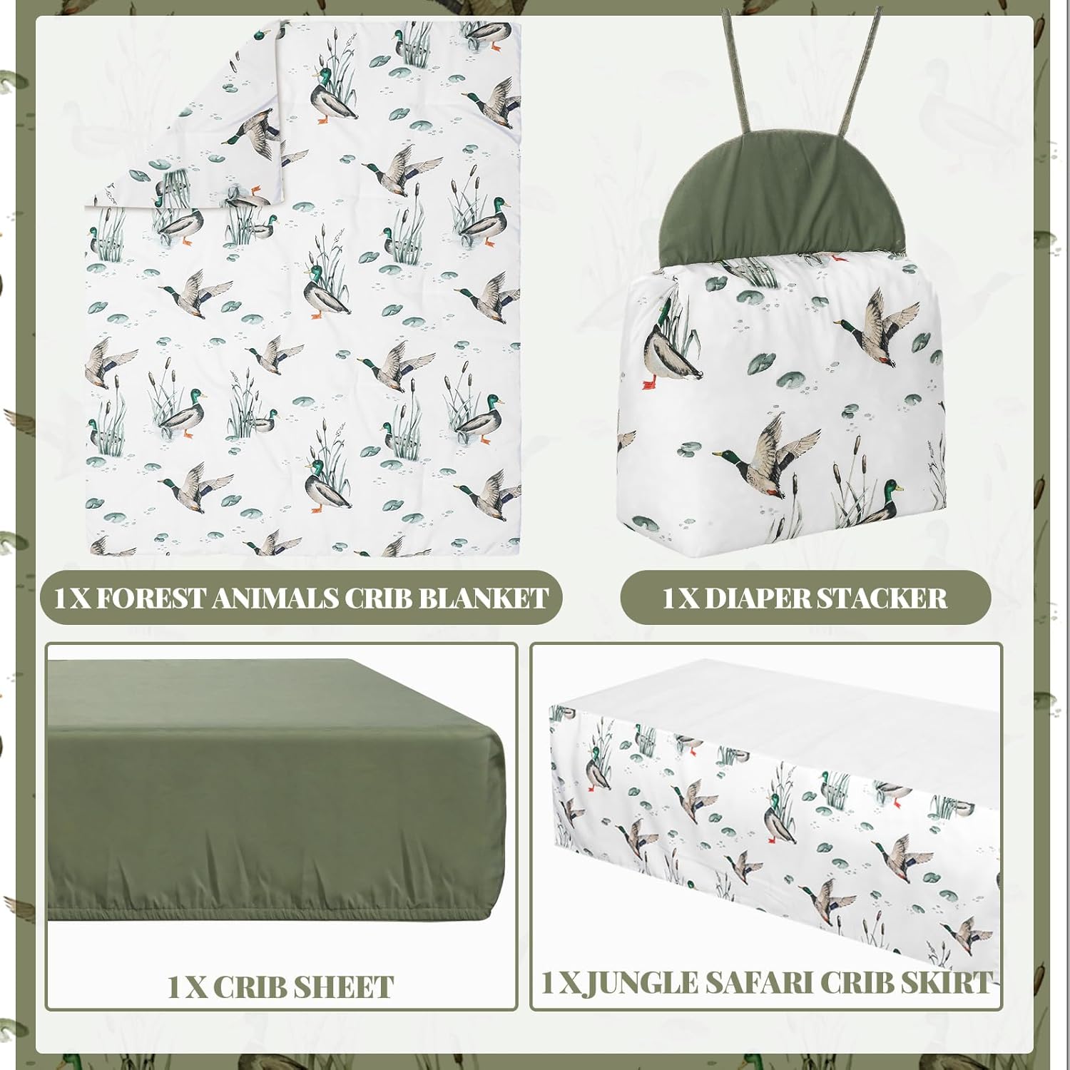 Oudain 4-Piece Mallard Duck Crib Bedding Set 1