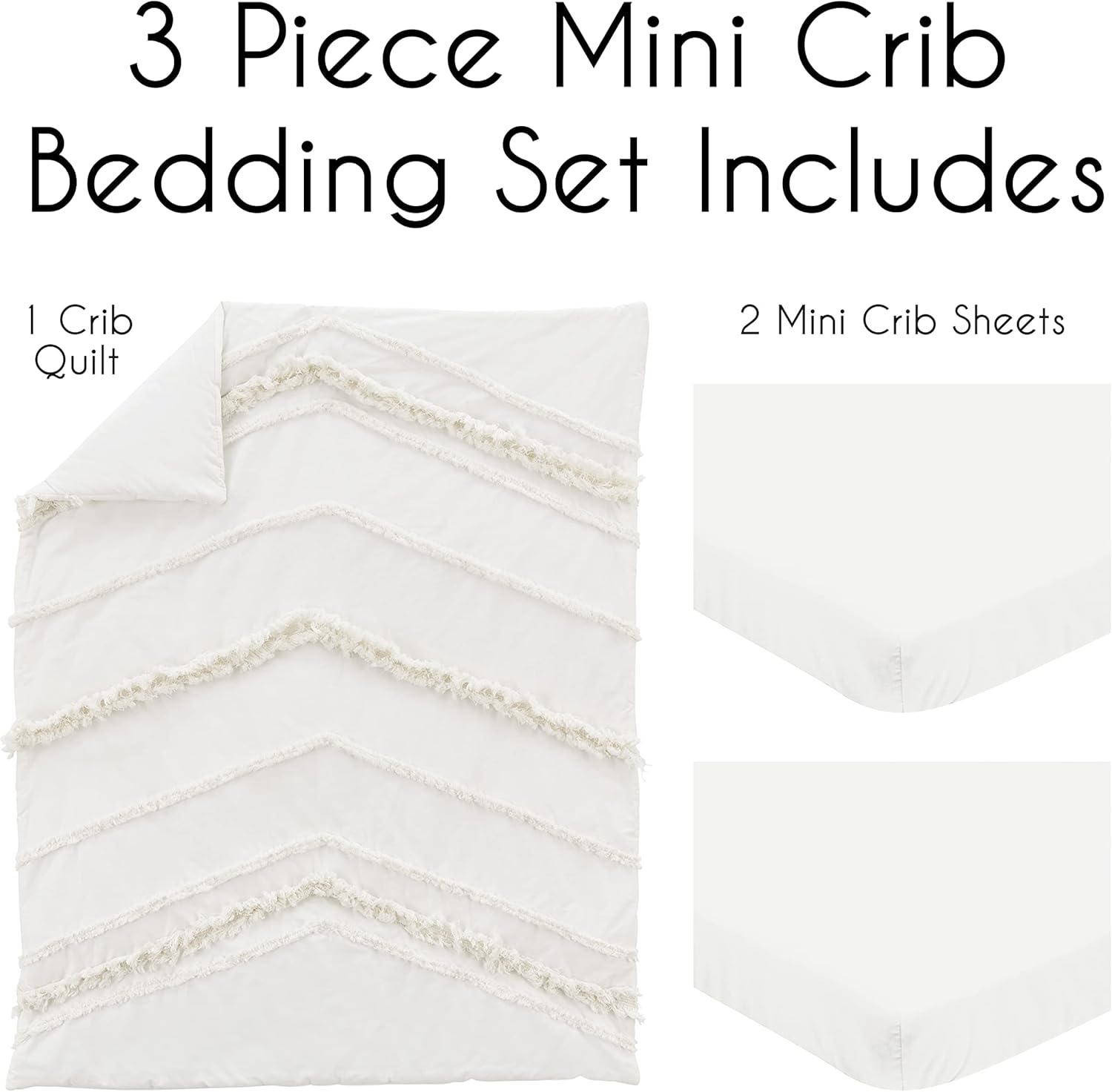 Sweet Jojo Designs Ivory Boho Mini Crib Bedding Set 3pc 1