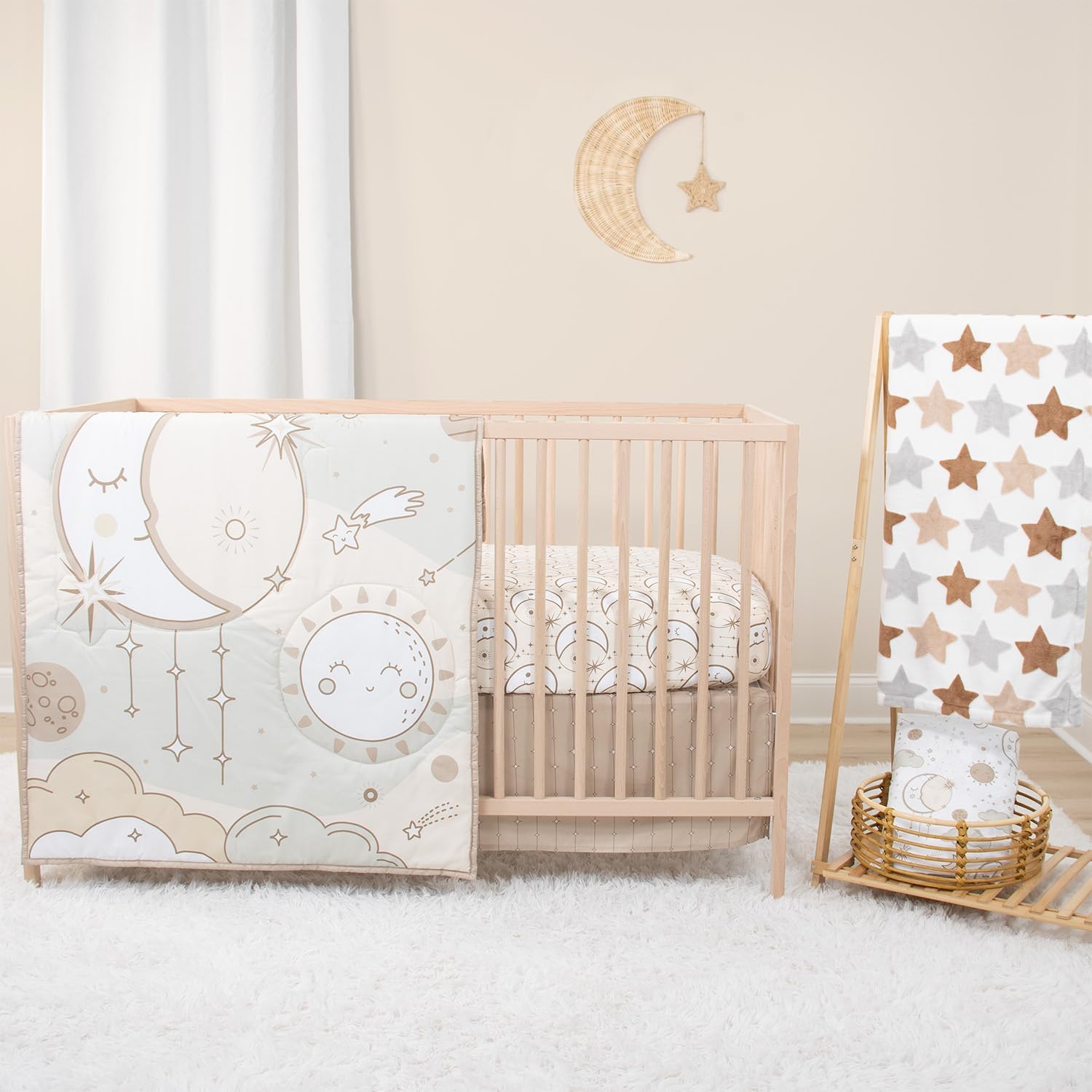 The Peanutshell 5 Piece Crib Bedding Set - Starry Skies