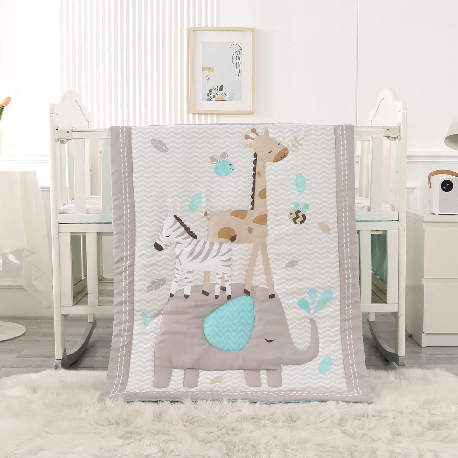 Wowelife Premium 3-Piece Crib Bedding Set Gray Elephant