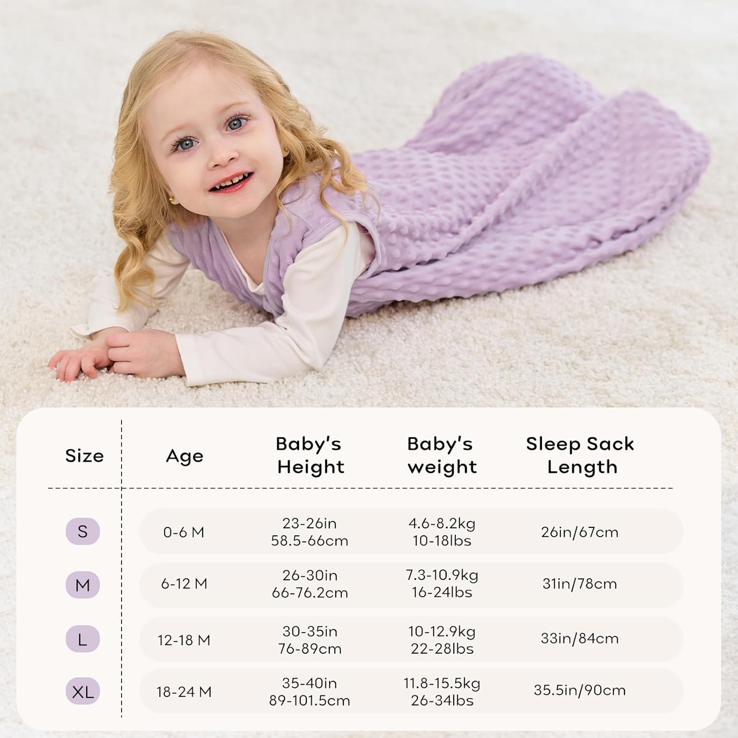 Unnivoll Fleece Sleep Sack 6-12 Months Taro Purple 15 Tog