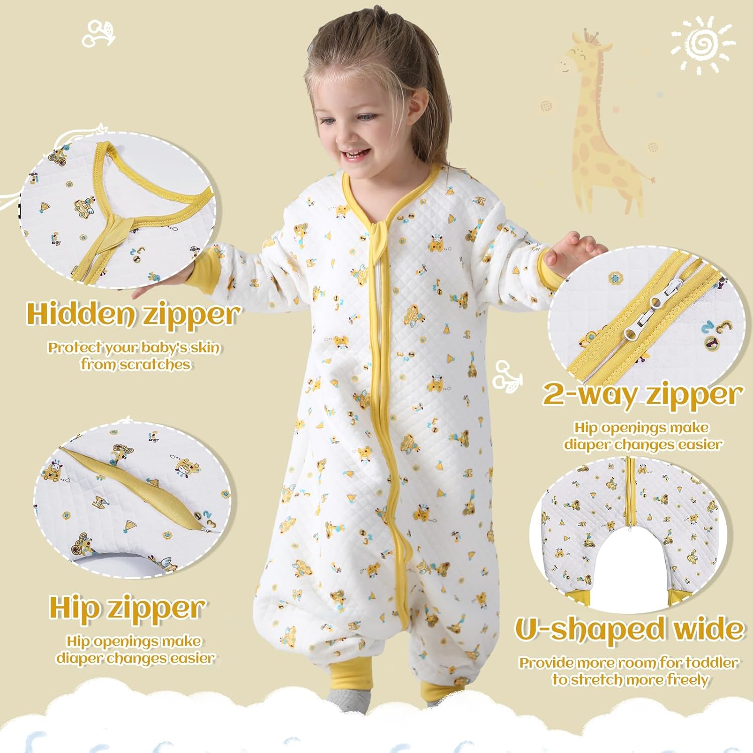 Miipat Toddler Sleep Sack with Feet 15 TOG Dinosaur Wearable Blanket