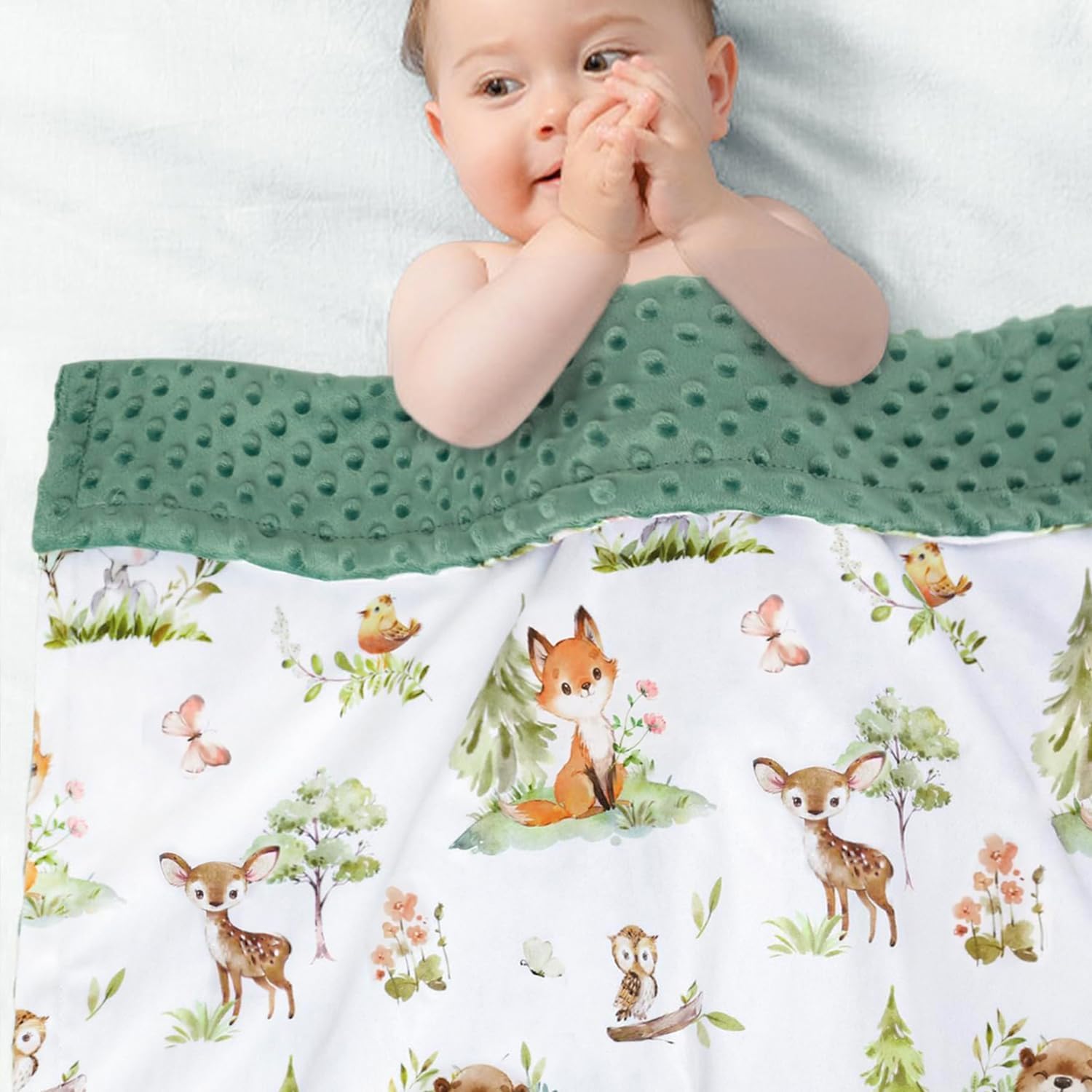 BORITAR Double Layer Minky Blanket with Dotted Backing