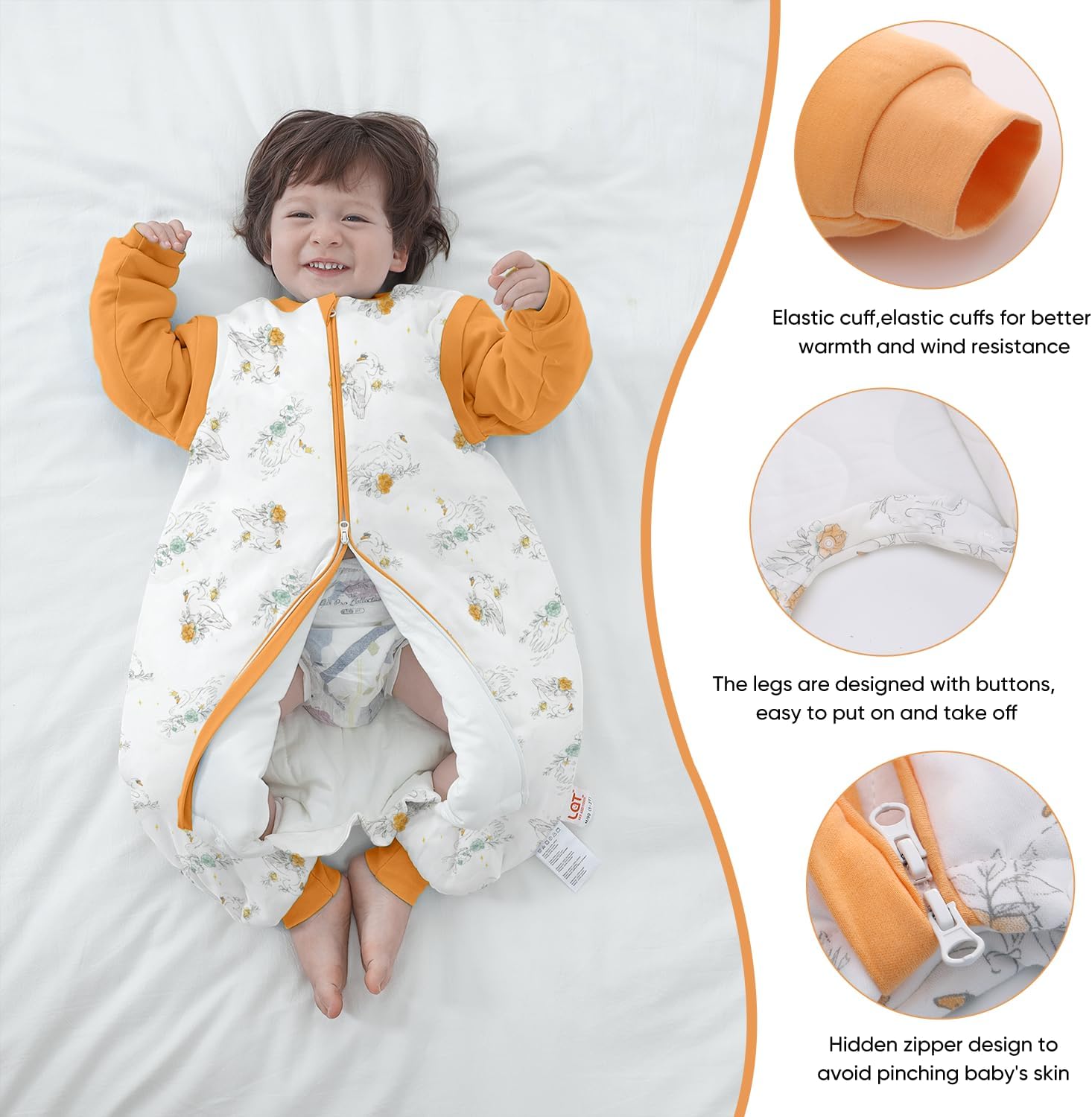 Baby Sleeping Bag Split Leg with Removable Sleeves