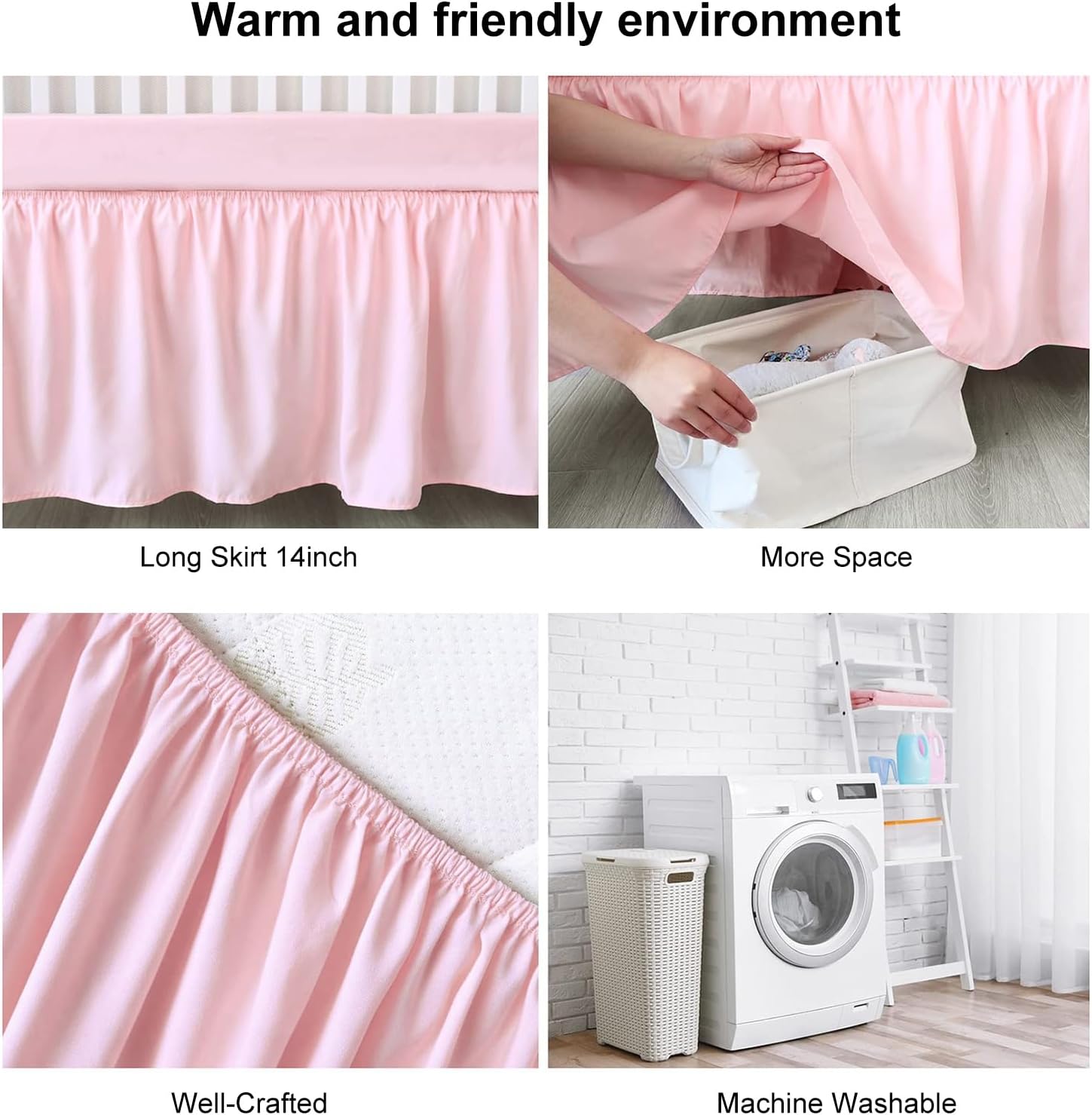 Altsuceser Crib Bed Skirt Purple