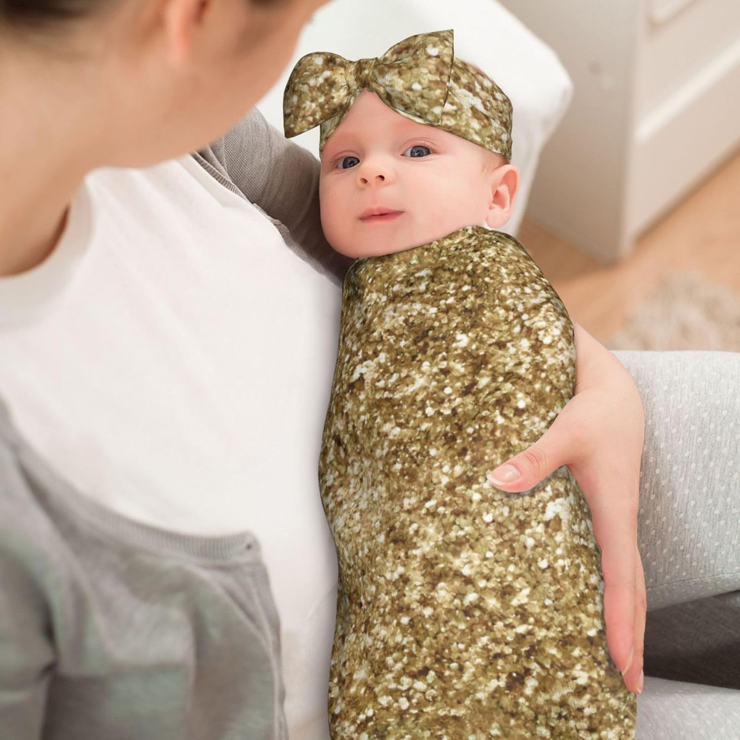 RAAPSBRW Gold Confetti Glitter Butterfly Headband Swaddle Set
