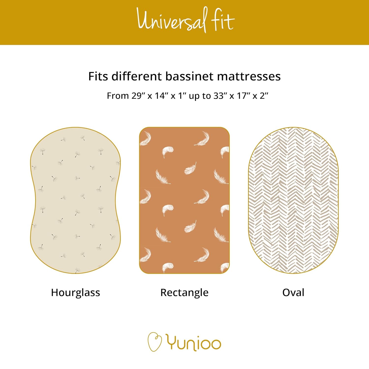 Yunioo Premium Fitted Bassinet Sheets 32x16