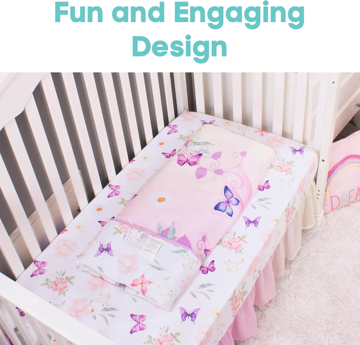 La Premura Baby Girl Crib Bedding Set with Purple Butterfly Design