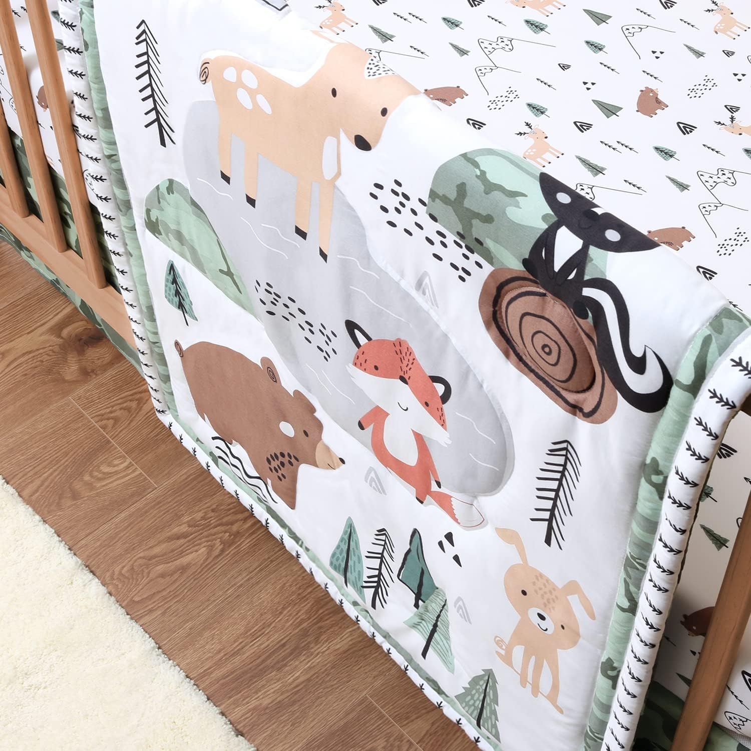 Peanutshell 3-Piece Crib Bedding Set for Boys - Woodland Camo